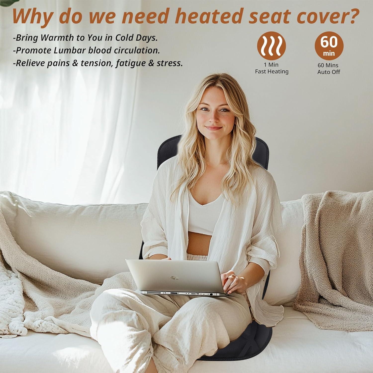 Funda de Asiento Calentada Mynt 109x46cm Control Temperatura