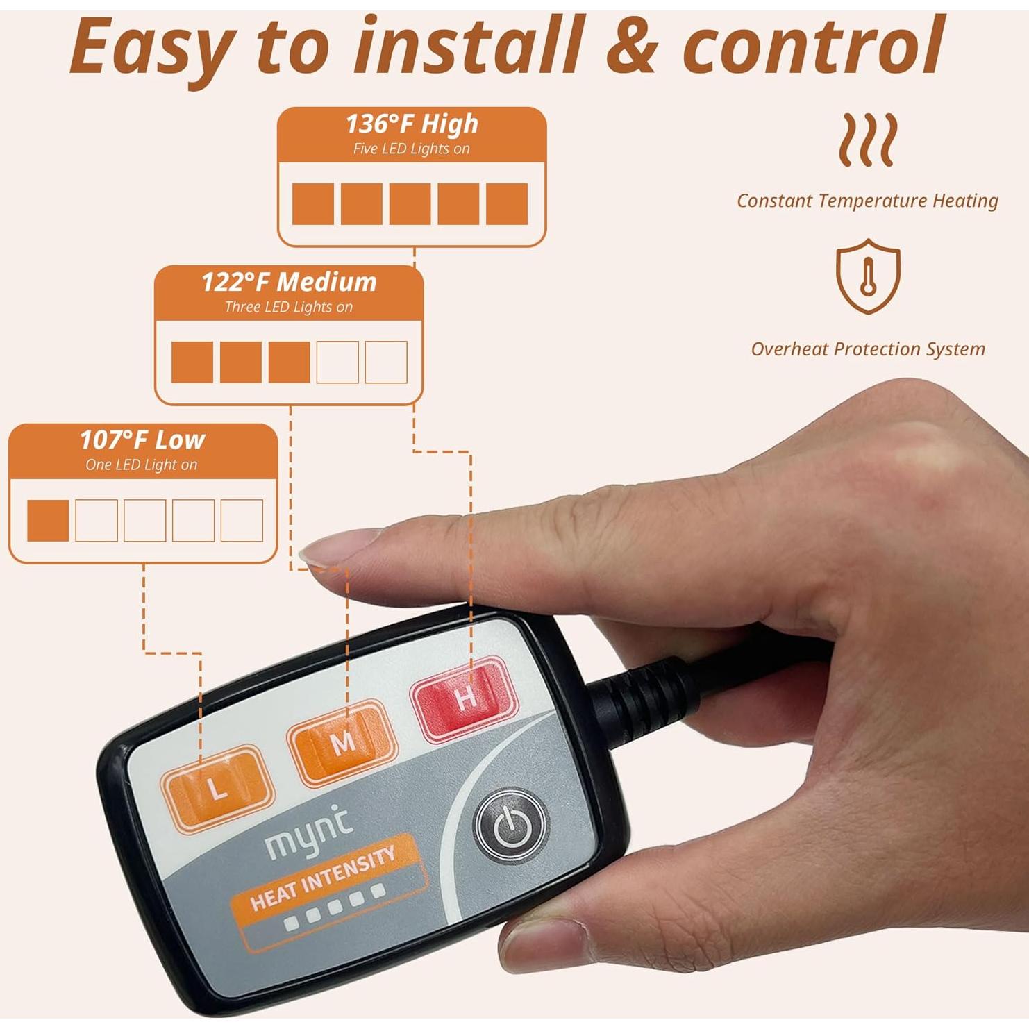 Funda de Asiento Calentada Mynt 109x46cm Control Temperatura