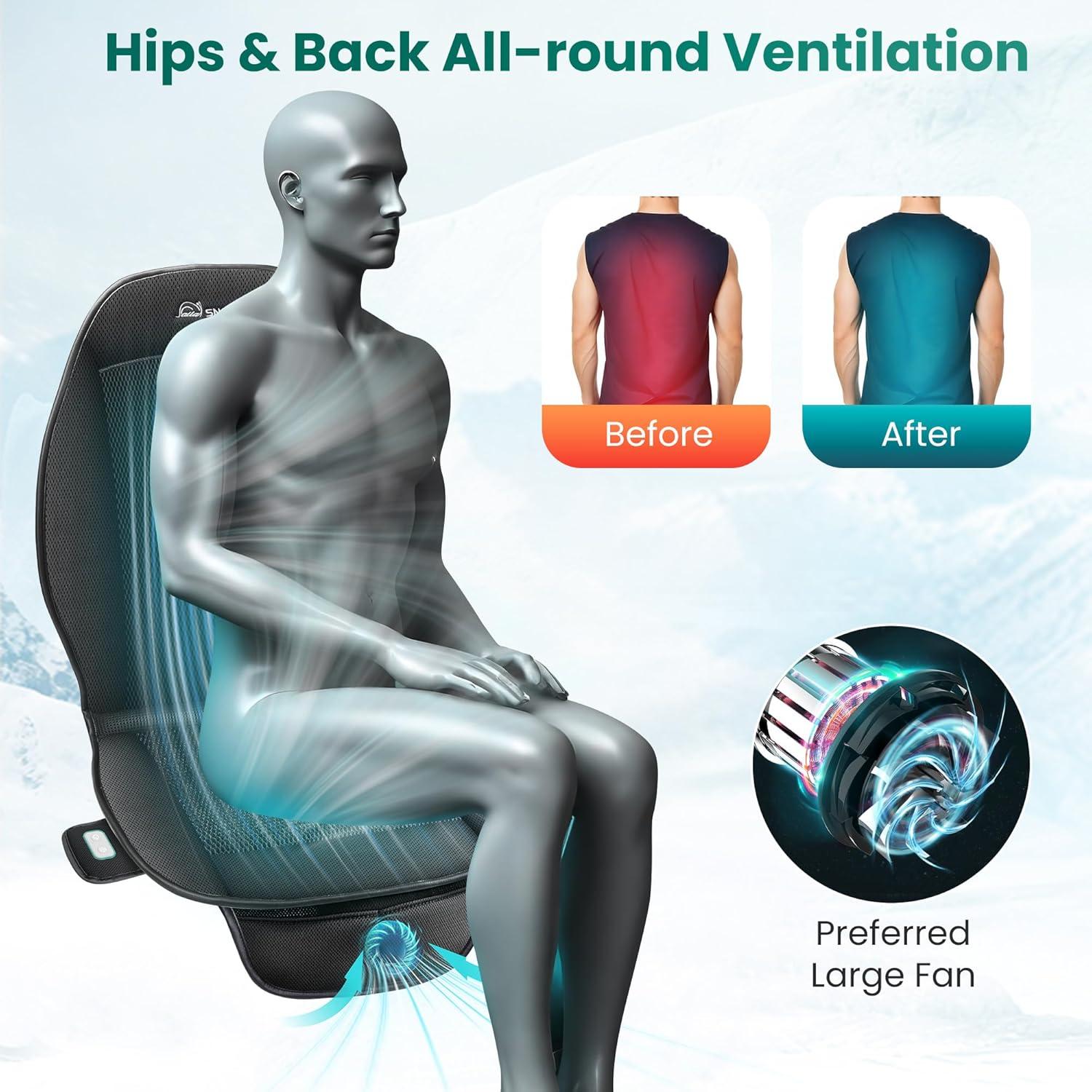 Cojín de Asiento Refrigerante Snailax SL-278-H, 3 Velocidades