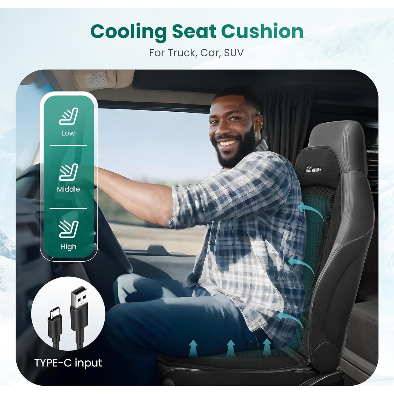 Cojín de Asiento Refrigerante Snailax SL-278-H, 3 Velocidades