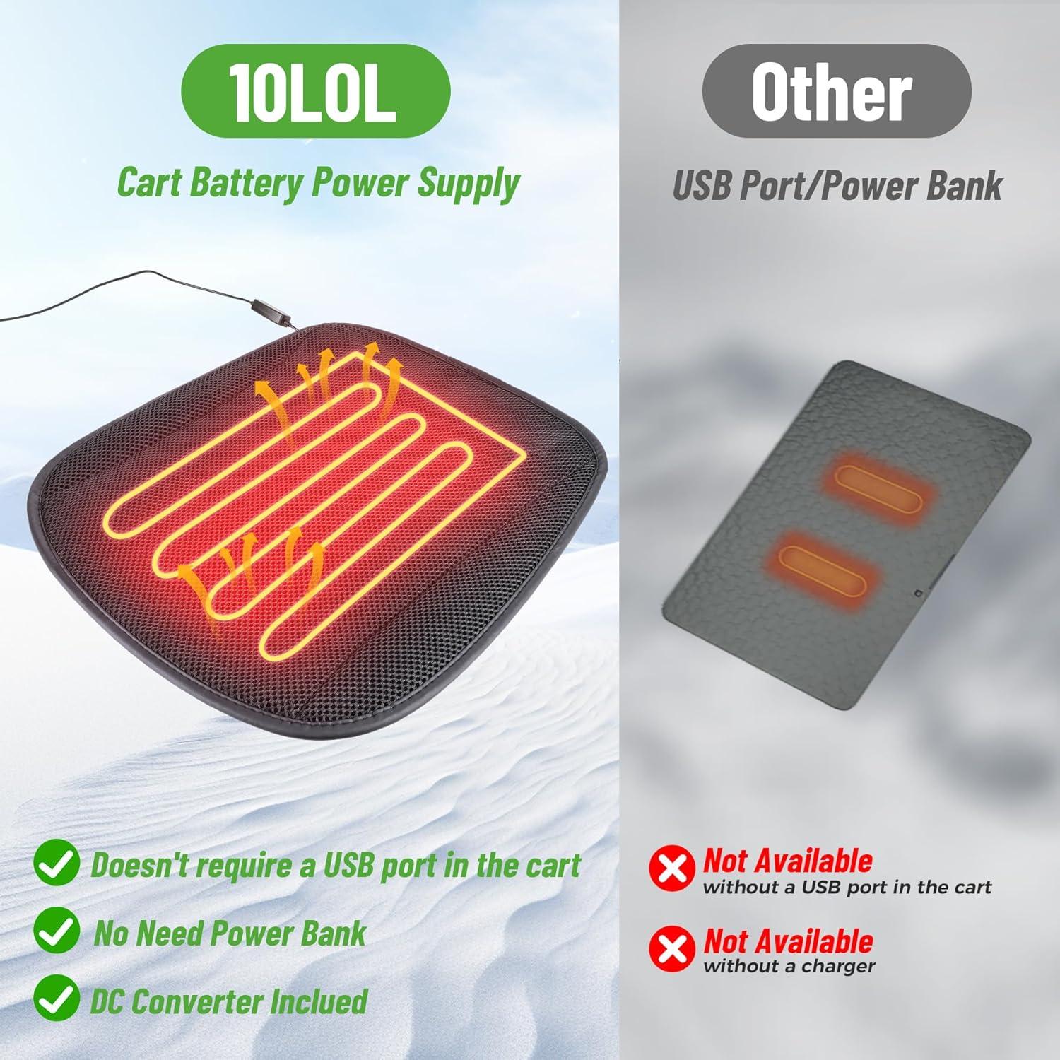 Cubierta de Asiento Calentada 10L0L para Carrito de Golf Negro