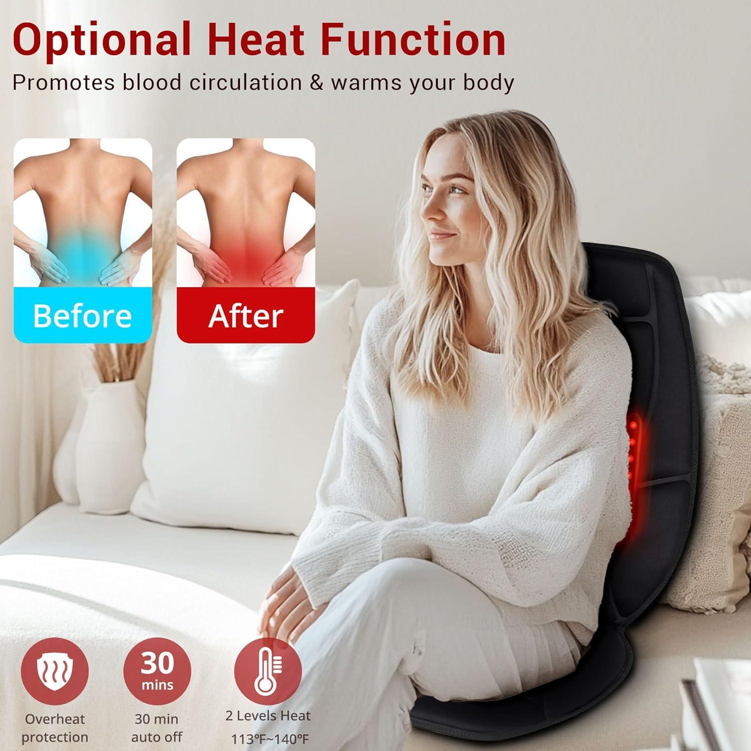 Masajeador de Espalda Vibrante CARSHION con Calor 95x45cm