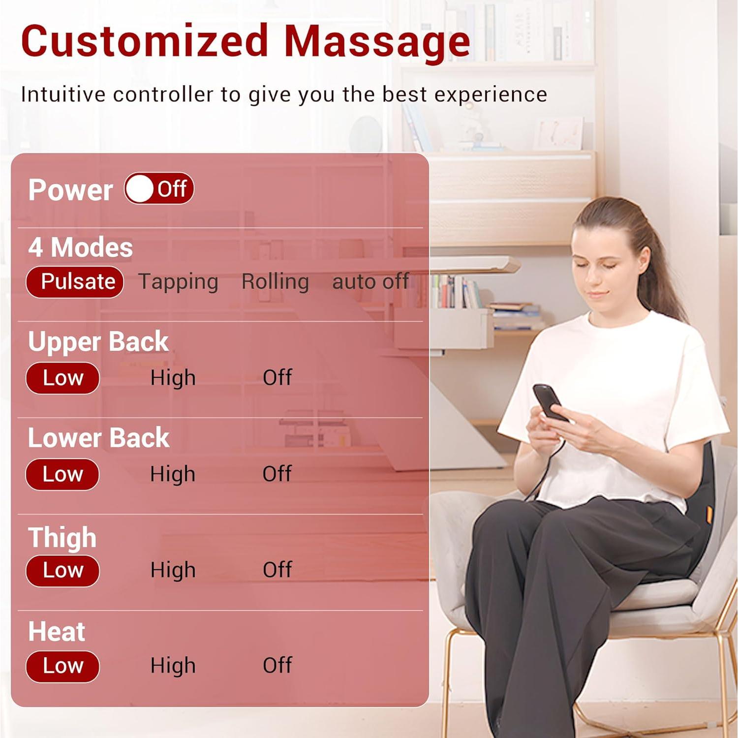 Masajeador de Espalda Vibrante CARSHION con Calor 95x45cm