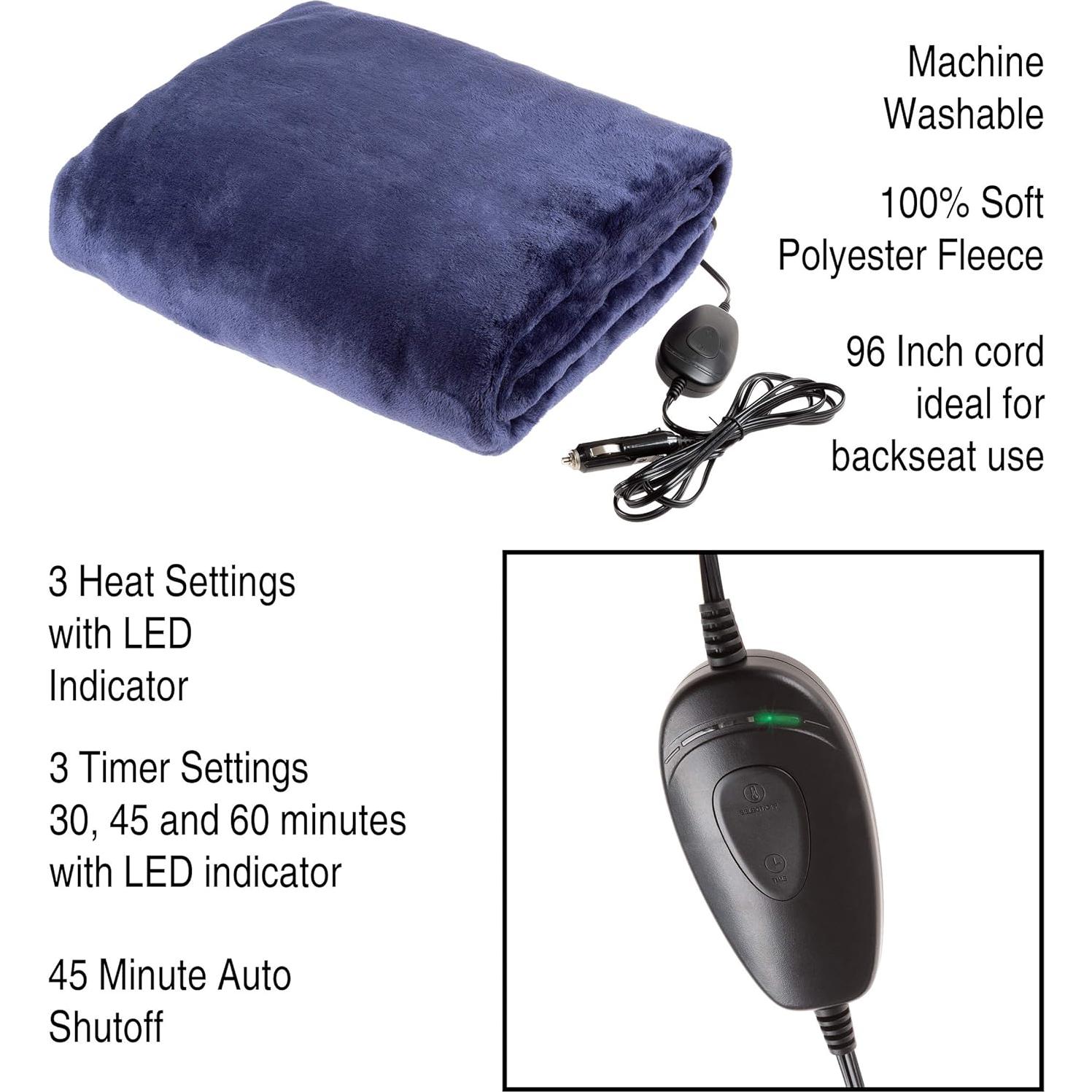 Manta Eléctrica para Automóvil Stalwart 12V Azul - 3 Calores