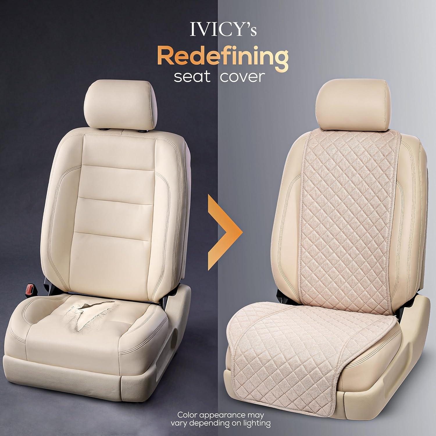 Funda de Asiento de Coche IVICY Beige Suave y Antideslizante
