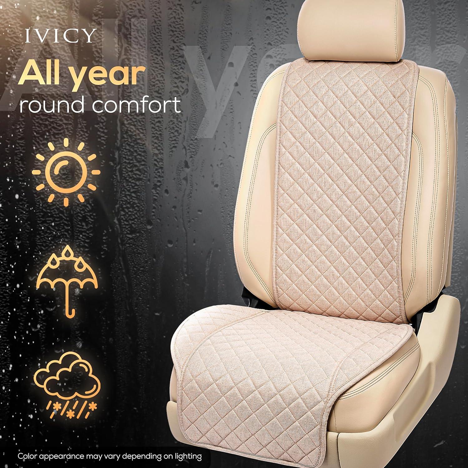 Funda de Asiento de Coche IVICY Beige Suave y Antideslizante