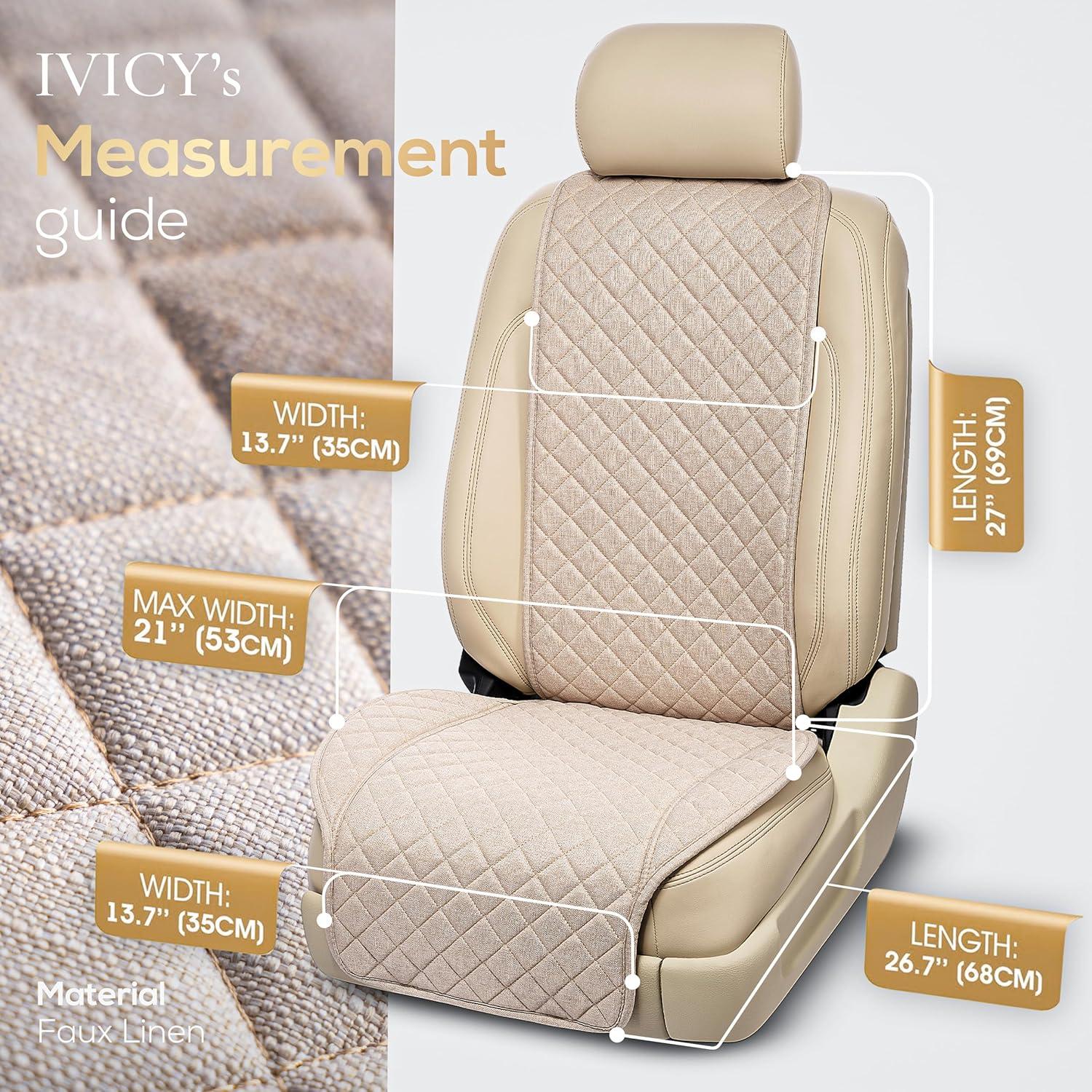 Funda de Asiento de Coche IVICY Beige Suave y Antideslizante
