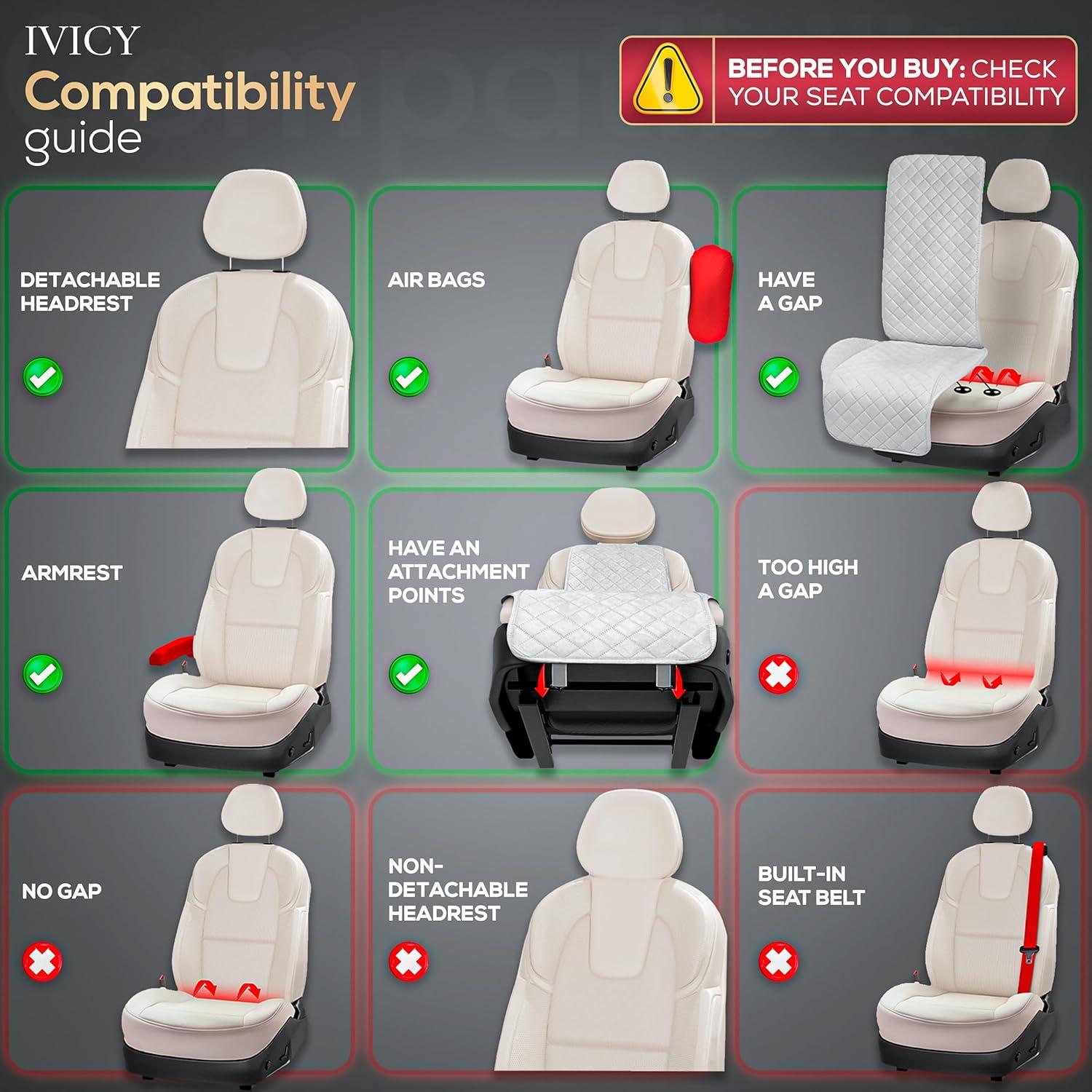 Funda de Asiento de Coche IVICY Beige Suave y Antideslizante