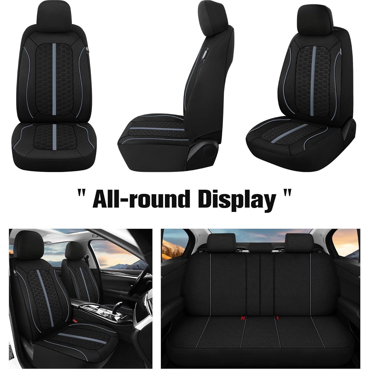 Cubiertas de Asiento de Coche Kaisaatti 3D Air-Mesh Negro/Gris