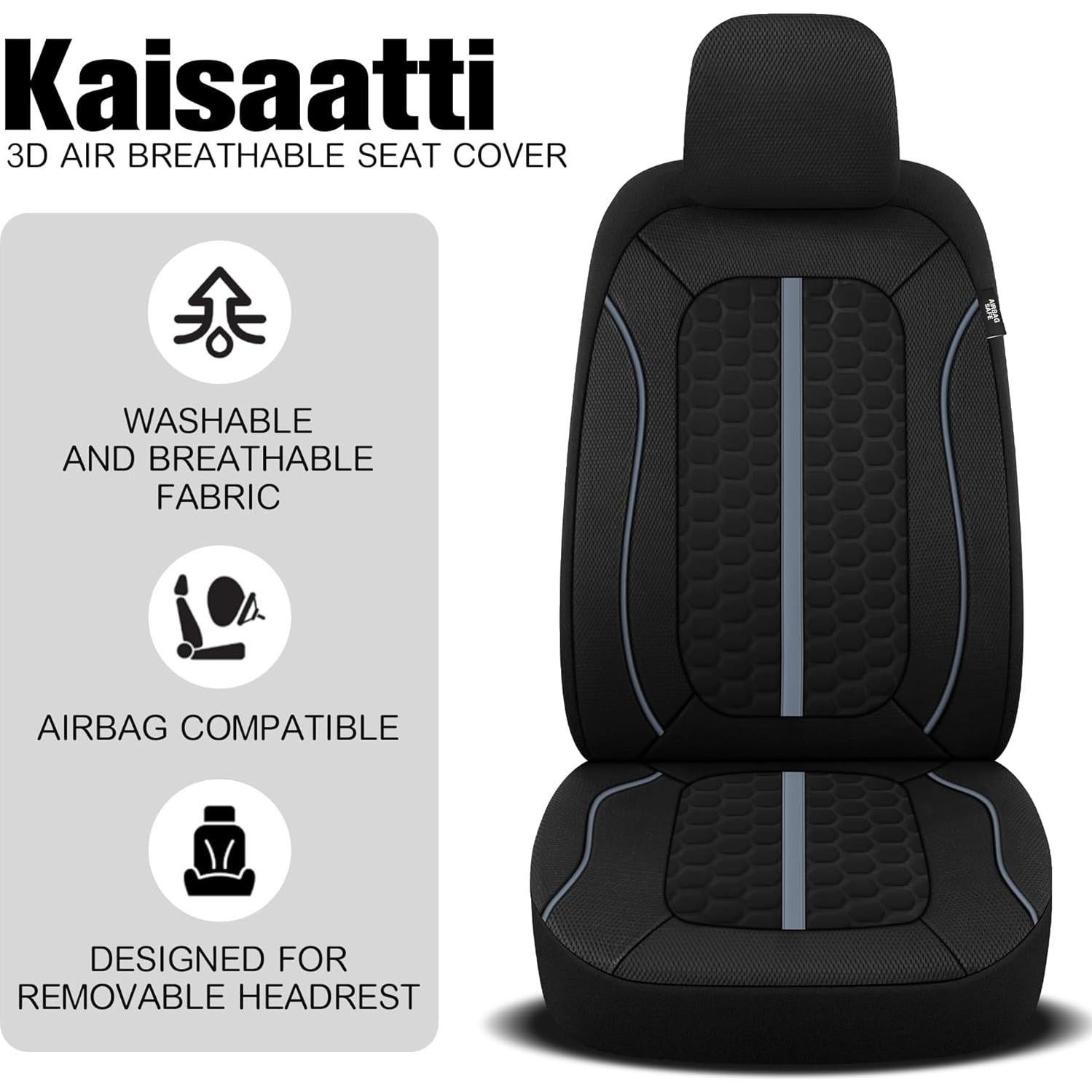 Cubiertas de Asiento de Coche Kaisaatti 3D Air-Mesh Negro/Gris