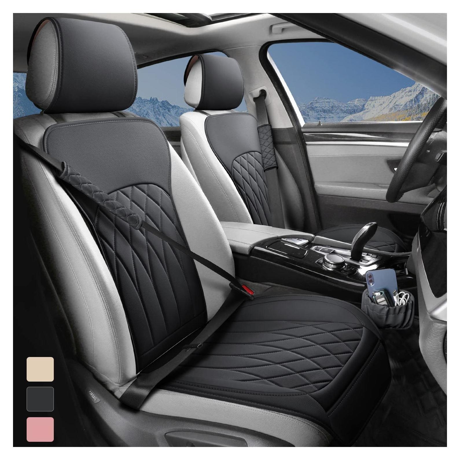 Fundas de Asiento de Coche BEITK Universales Negras 2 Piezas