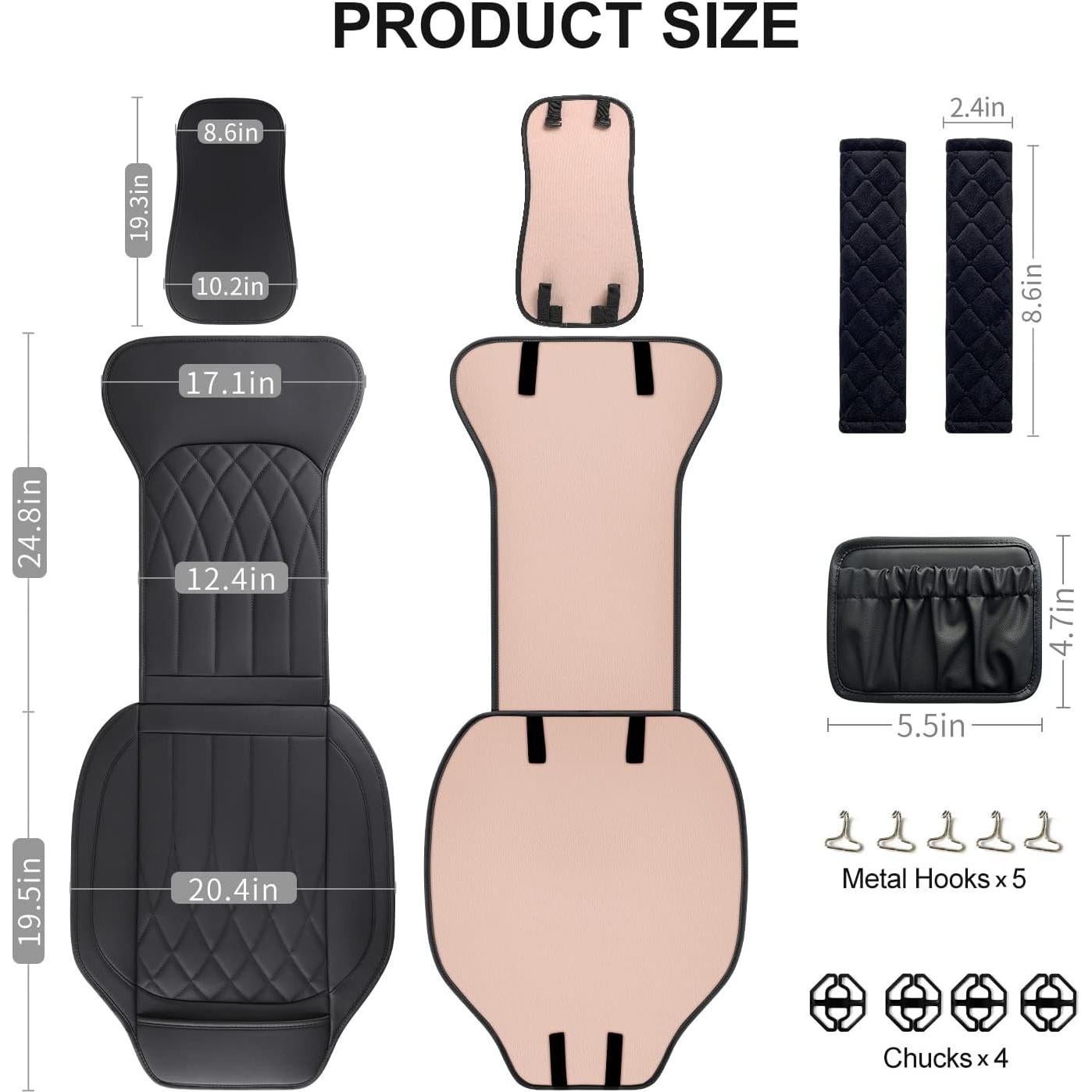 Fundas de Asiento de Coche BEITK Universales Negras 2 Piezas