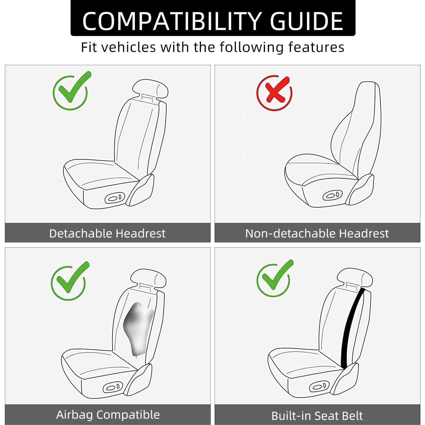 Fundas de Asiento de Coche BEITK Universales Negras 2 Piezas