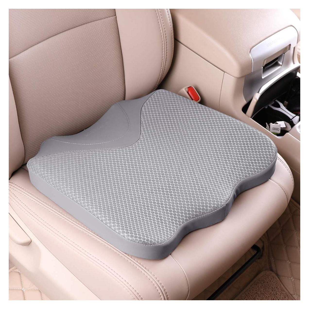 Cojín de Asiento de Coche KINGLETING Espuma Viscoelástica Gris