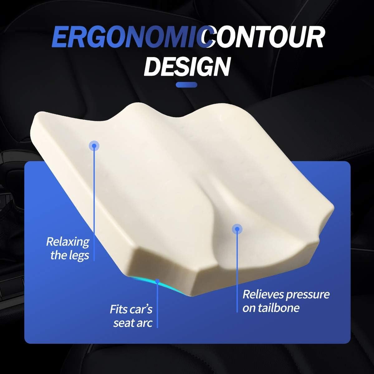 Cojín de Asiento de Coche KINGLETING Espuma Viscoelástica Gris