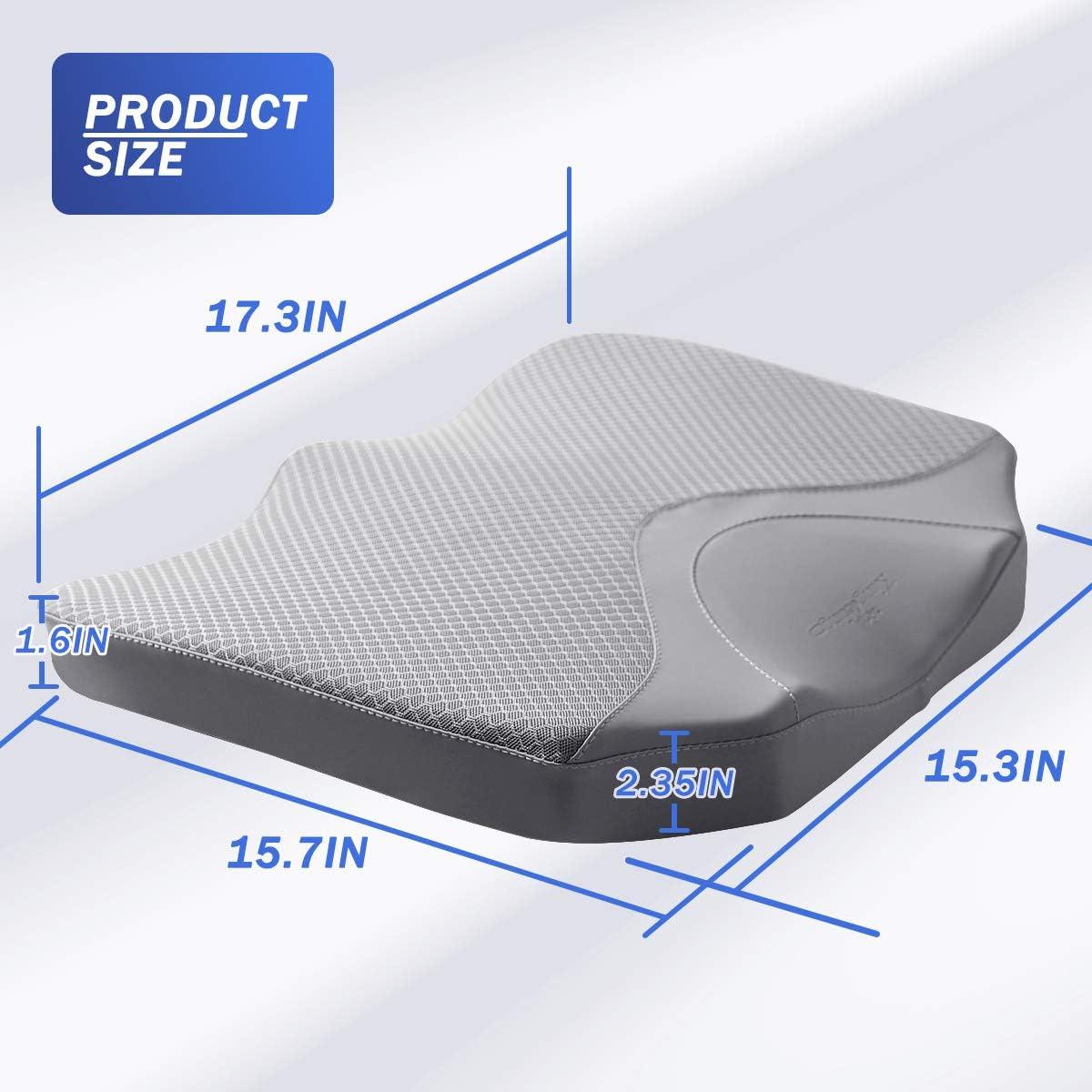 Cojín de Asiento de Coche KINGLETING Espuma Viscoelástica Gris