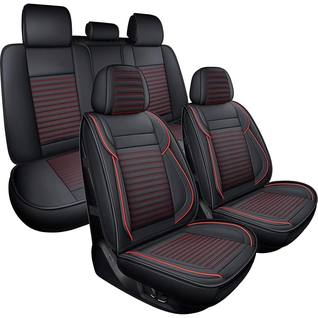 Cubre Asientos de Auto LINGVIDO, Cuero Sintético Rojo, Universal