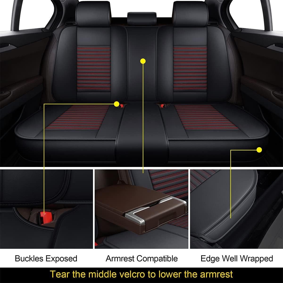 Cubre Asientos de Auto LINGVIDO, Cuero Sintético Rojo, Universal