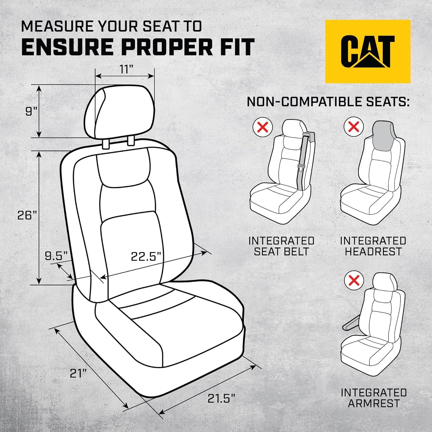 Cubiertas de Asiento Delanteras CAT MeshFlex Grises - Juego de 2