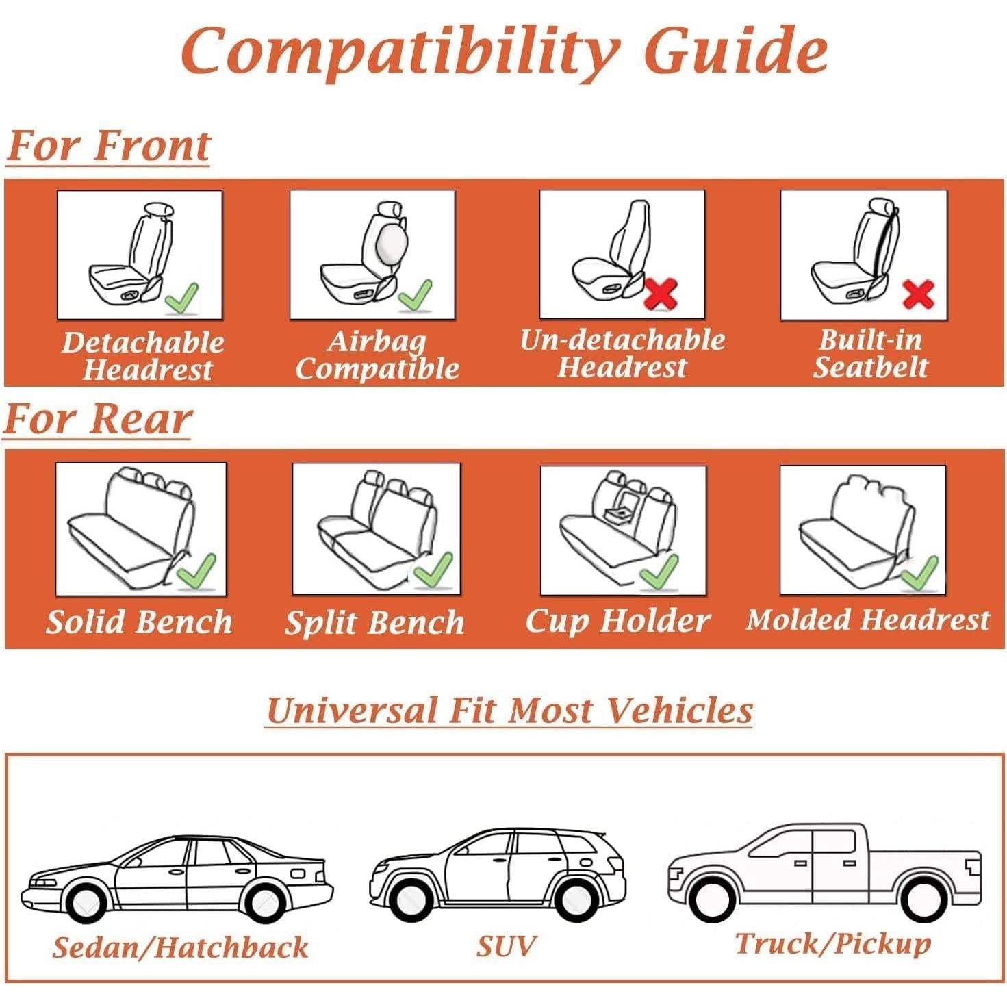 Cubiertas de Asiento de Auto Coverado D8846 Universales Gris