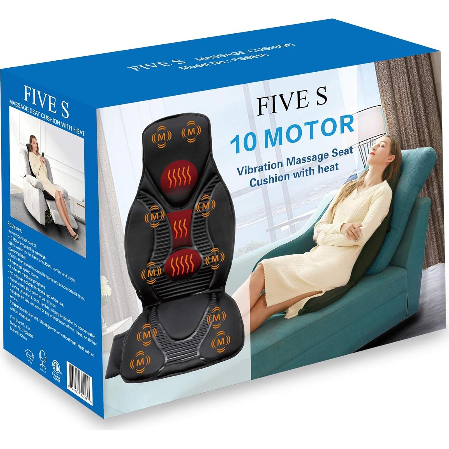 Cojín de Masaje Vibratorio FIVE S FS8816 con Calor 10 Nodos