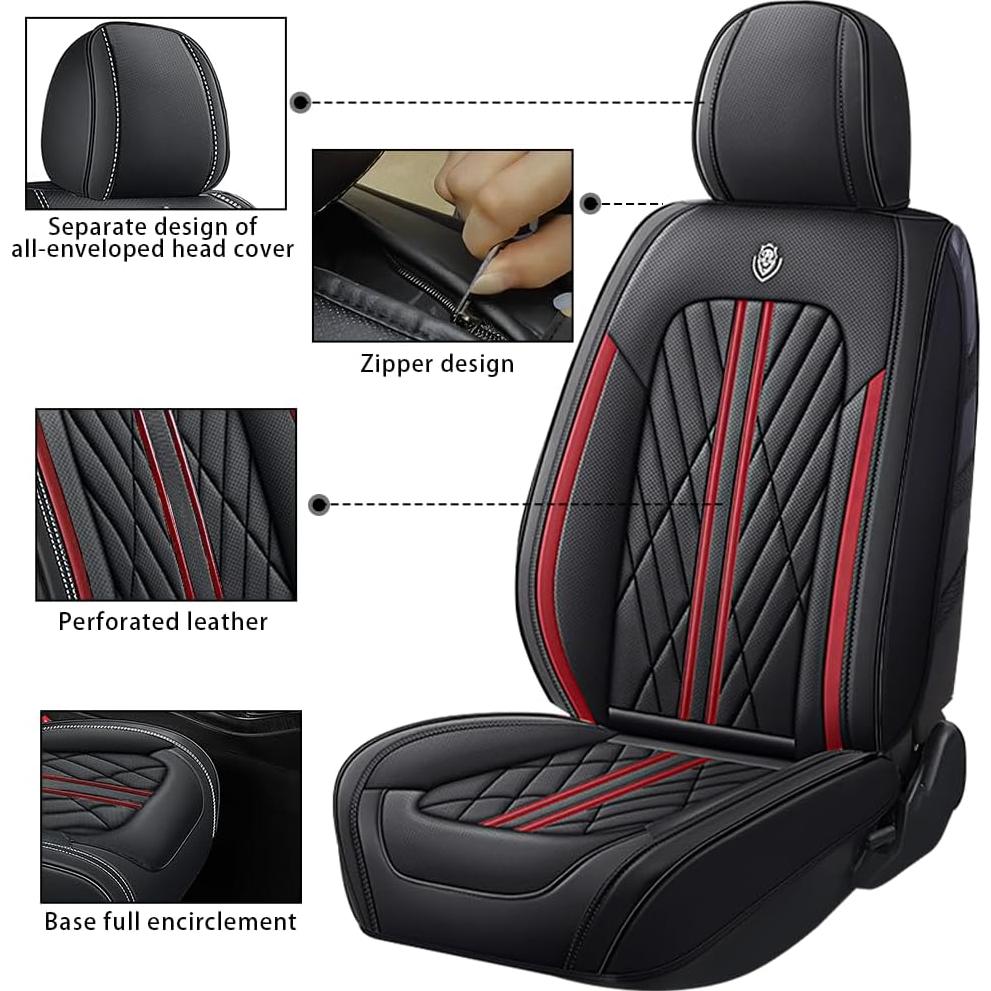 Funda de Asiento de Coche GKreeyen 5 Asientos Cuero Napa Impermeable