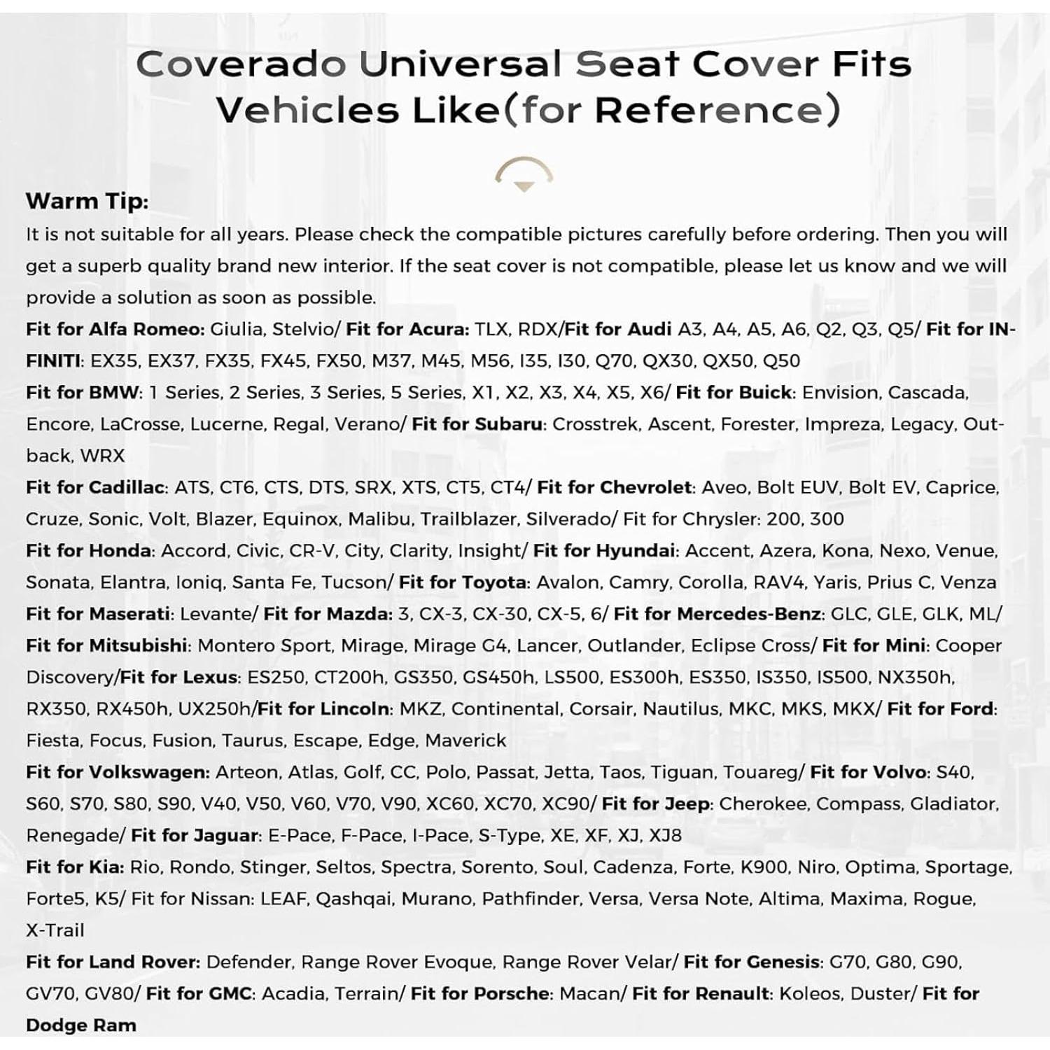 Cubiertas de Asientos de Coche Coverado SCU049, Juego Completo