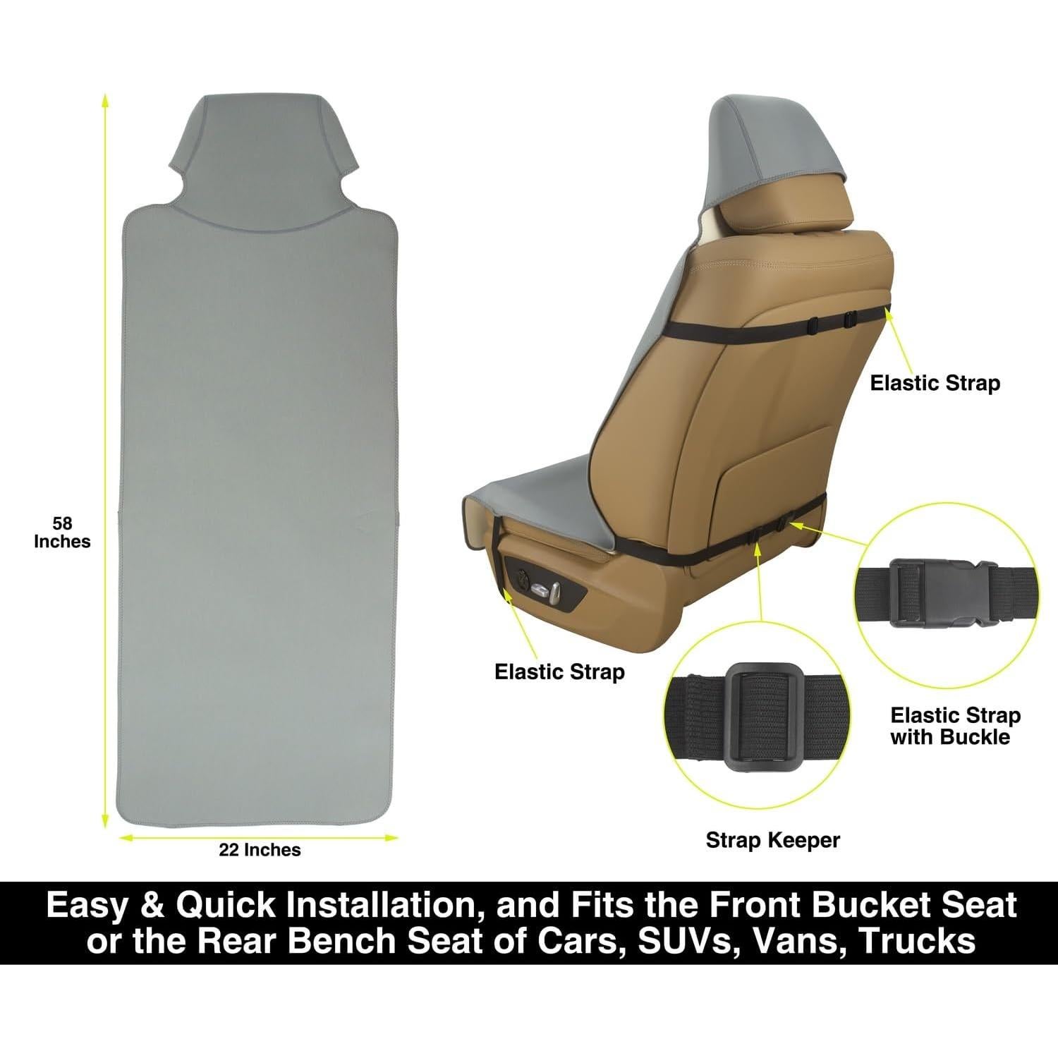 Funda de Asiento de Coche VSHIELD Neopreno Impermeable Gris