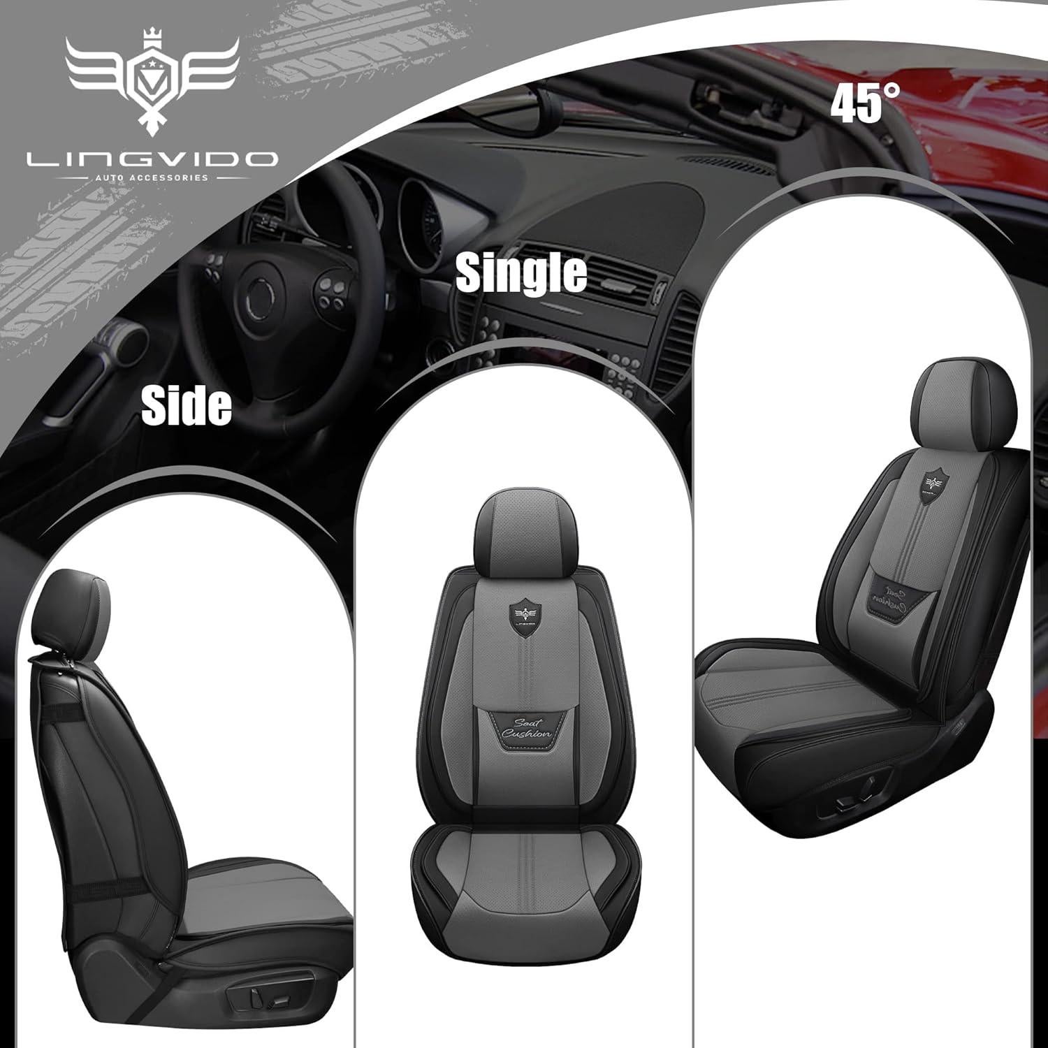 Funda de Asientos de Coche LINGVIDO Universal Gris 5 Juegos
