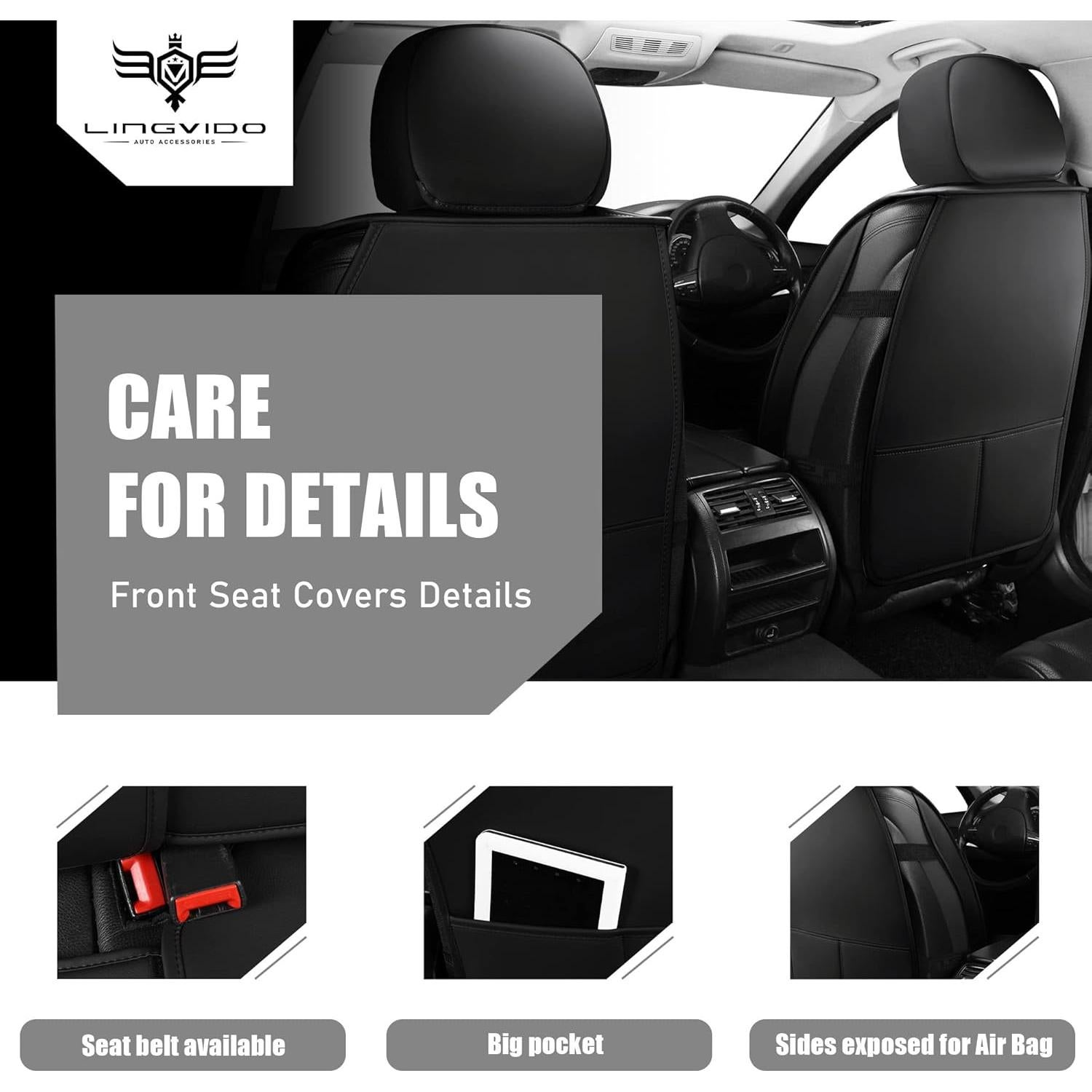 Funda de Asientos de Coche LINGVIDO Universal Gris 5 Juegos