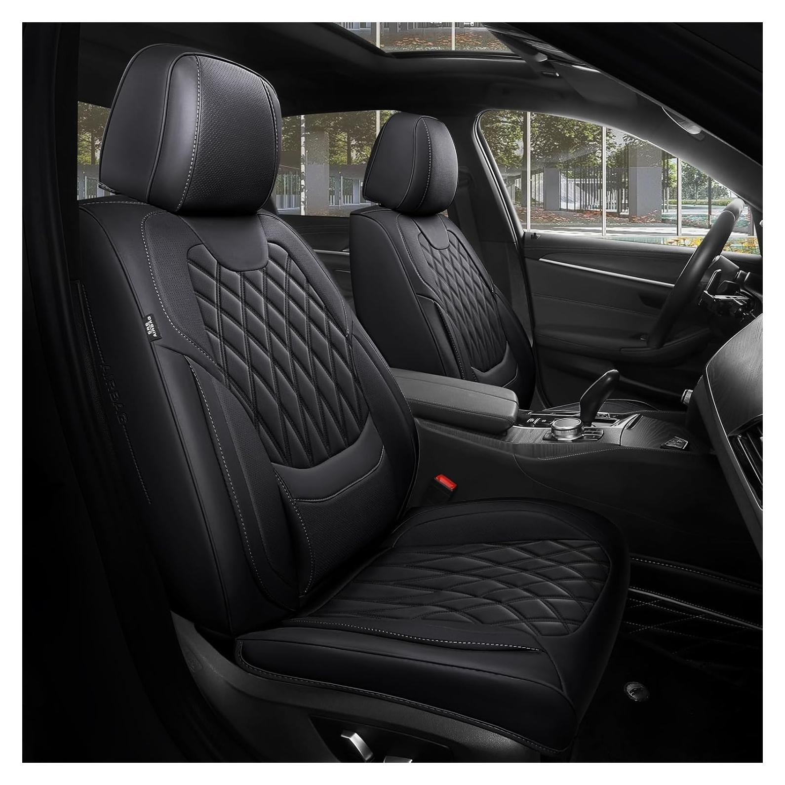 Fundas de Asiento de Coche FREESOO Cuero Negro Impermeable