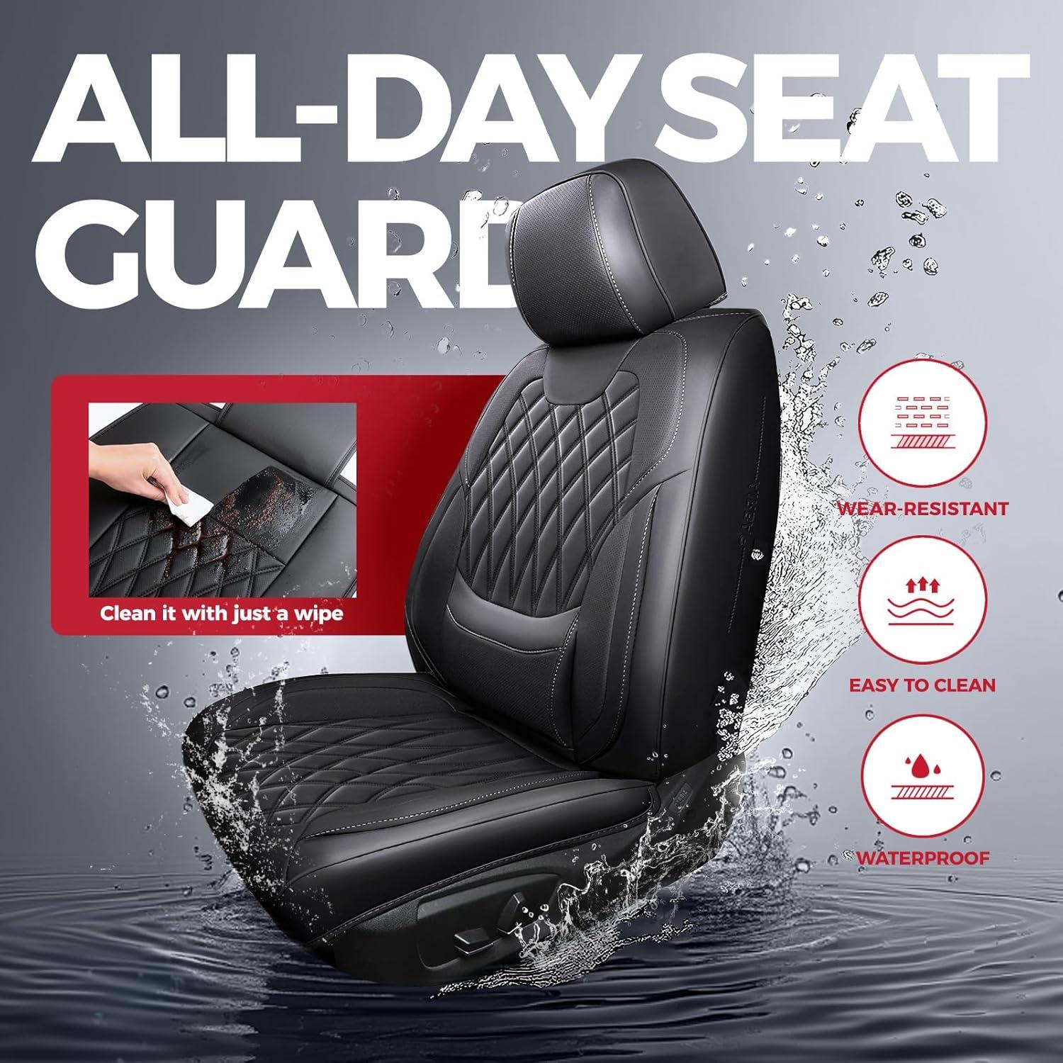 Fundas de Asiento de Coche FREESOO Cuero Negro Impermeable
