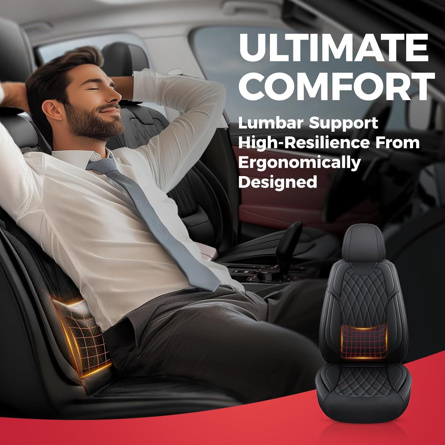 Fundas de Asiento de Coche FREESOO Cuero Negro Impermeable