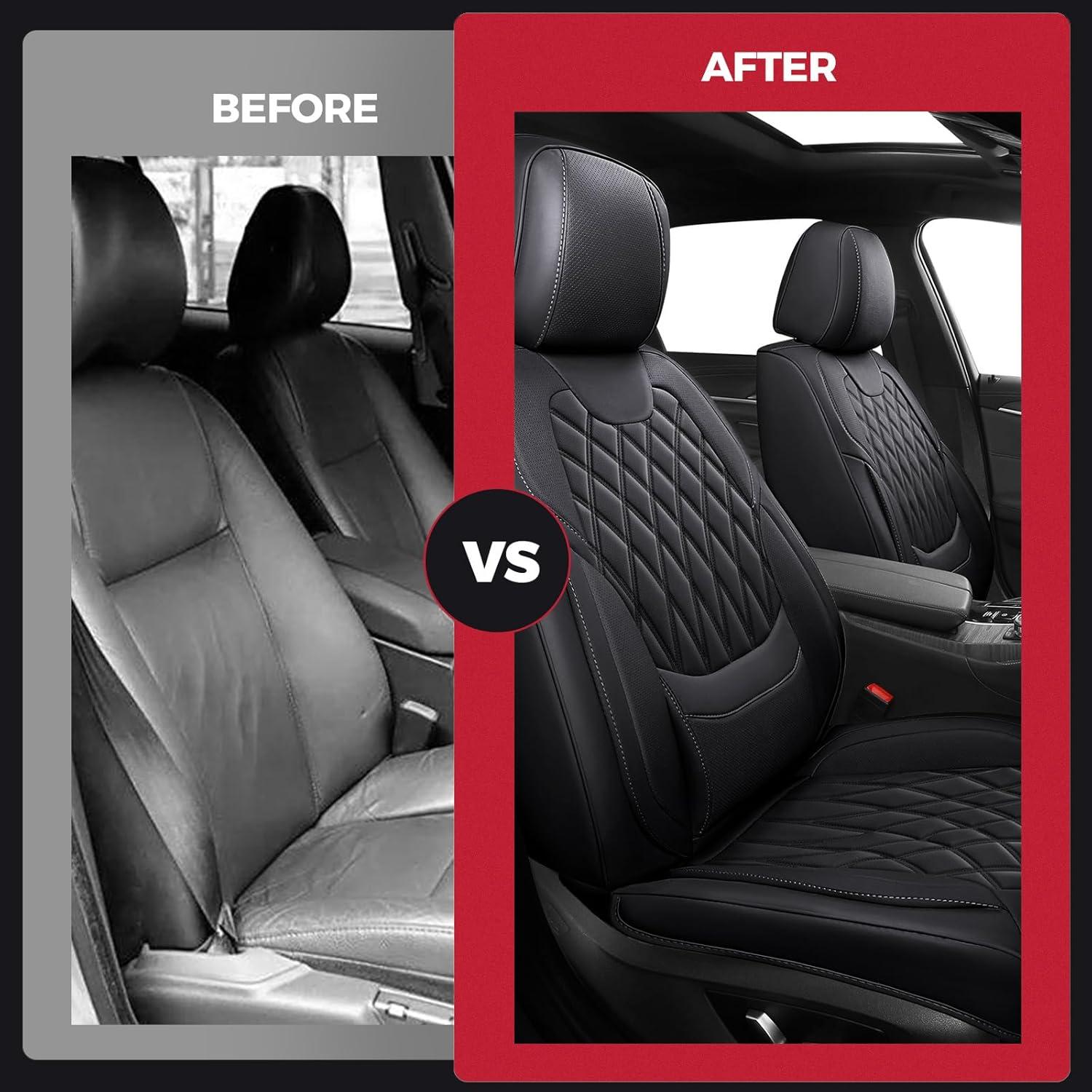 Fundas de Asiento de Coche FREESOO Cuero Negro Impermeable