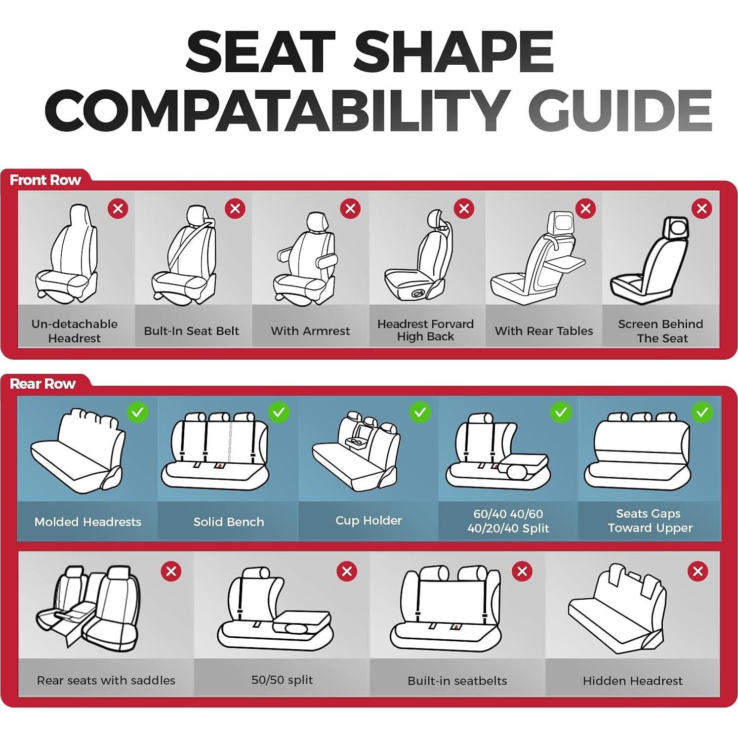 Fundas de Asiento de Coche FREESOO Cuero Negro Impermeable