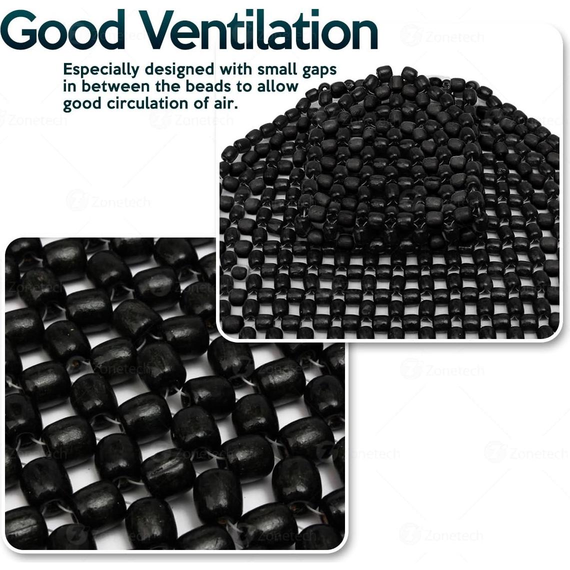 Cojín de Asiento de Perlas de Madera ZONETECH Negro 137x40 cm