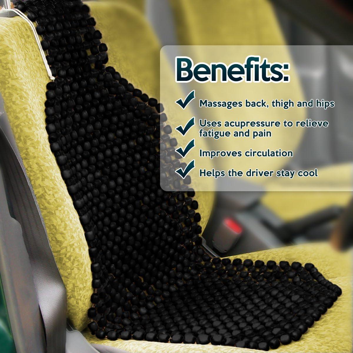 Cojín de Asiento de Perlas de Madera ZONETECH Negro 137x40 cm