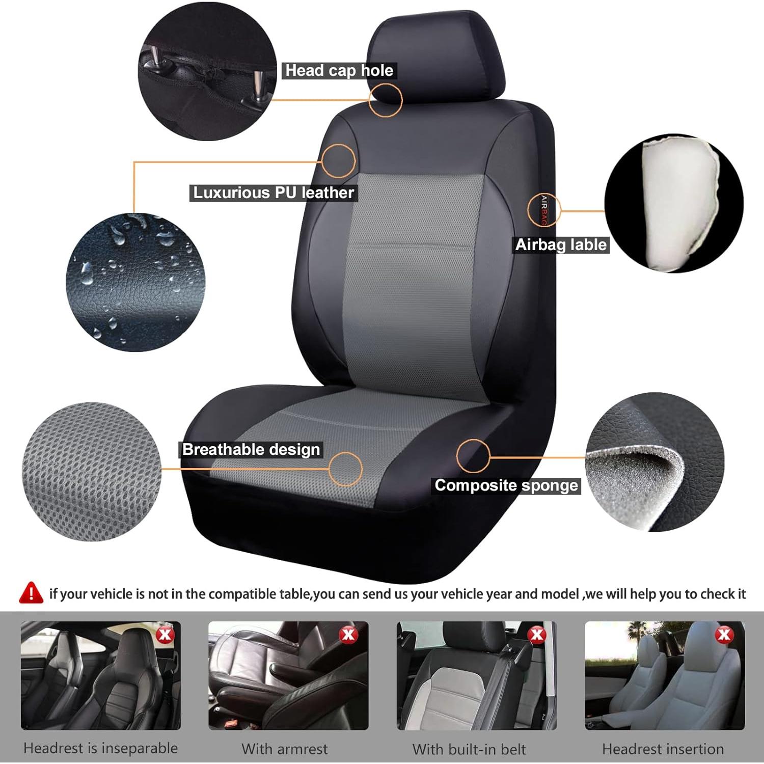 Fundas de Asiento CAR PASS PU Cuero Sintético Universal Negro y Gris