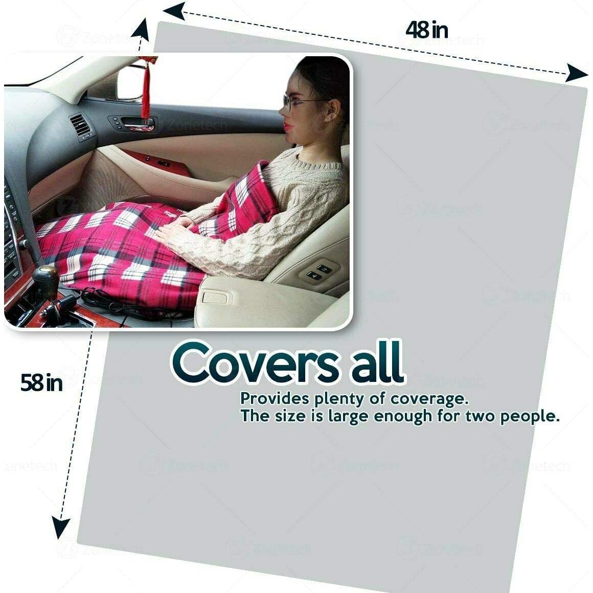 Manta de Viaje Calentada Zone Tech 12V Polar Cuadros Rojos