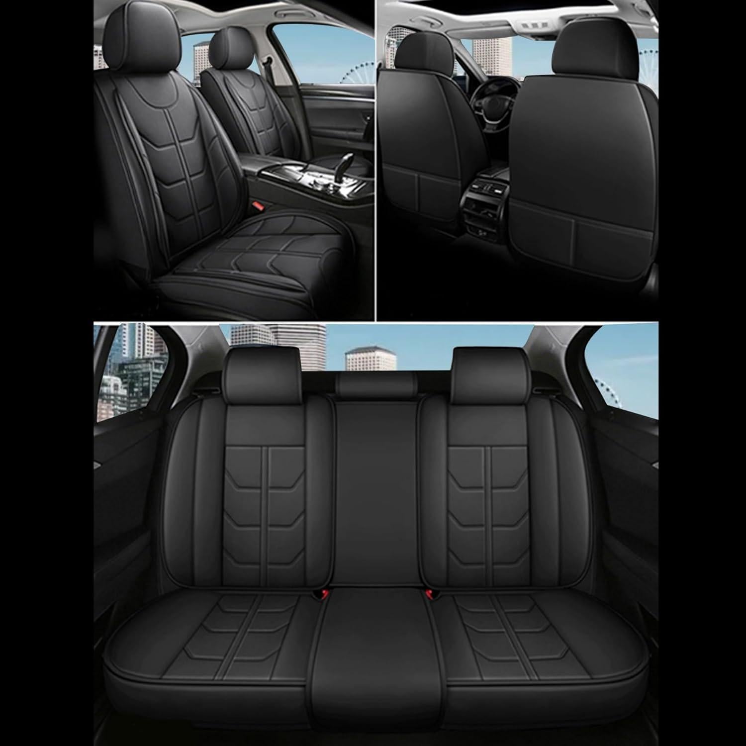 Cubiertas de Asiento de Coche Priprilod Cuero Impermeable Negro