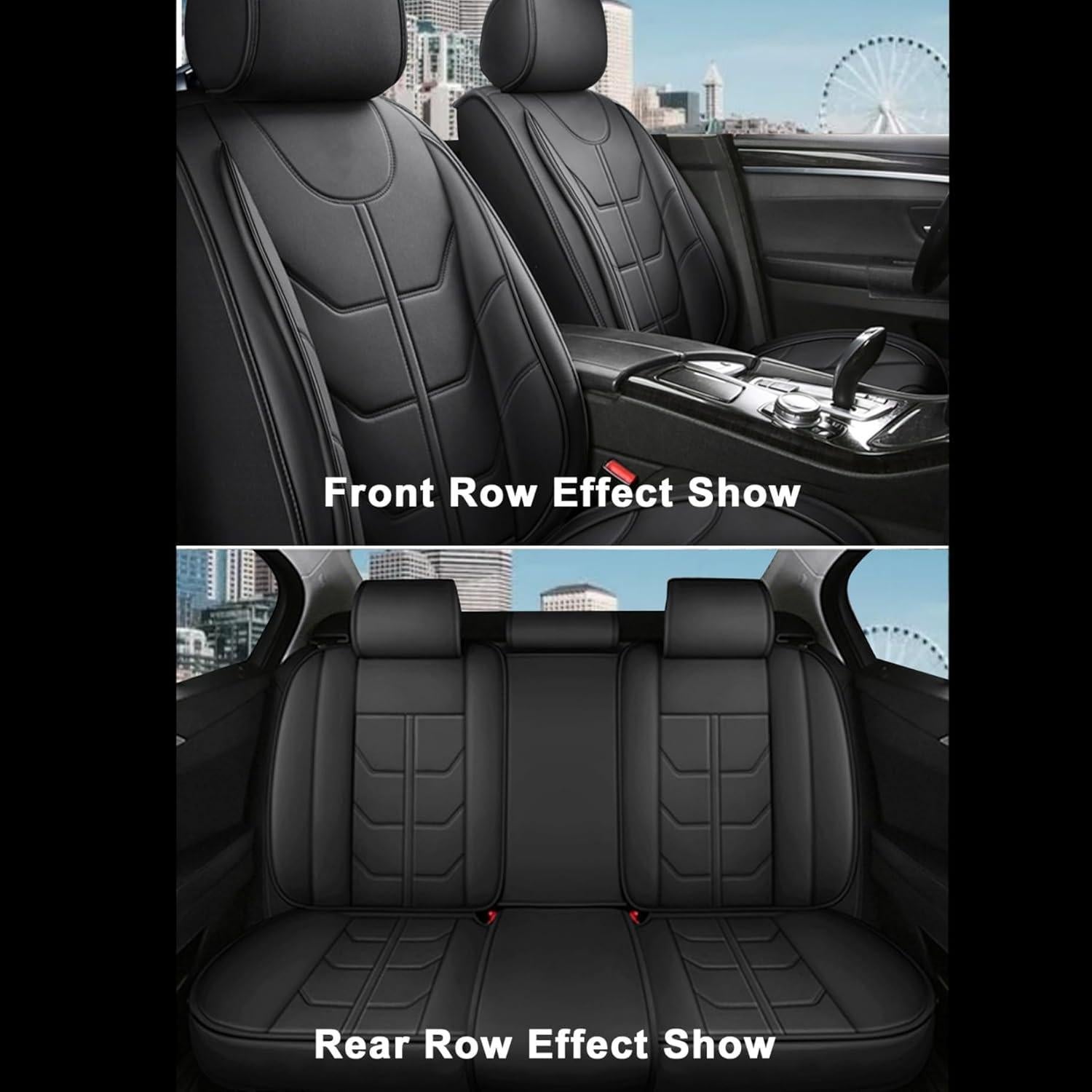 Cubiertas de Asiento de Coche Priprilod Cuero Impermeable Negro