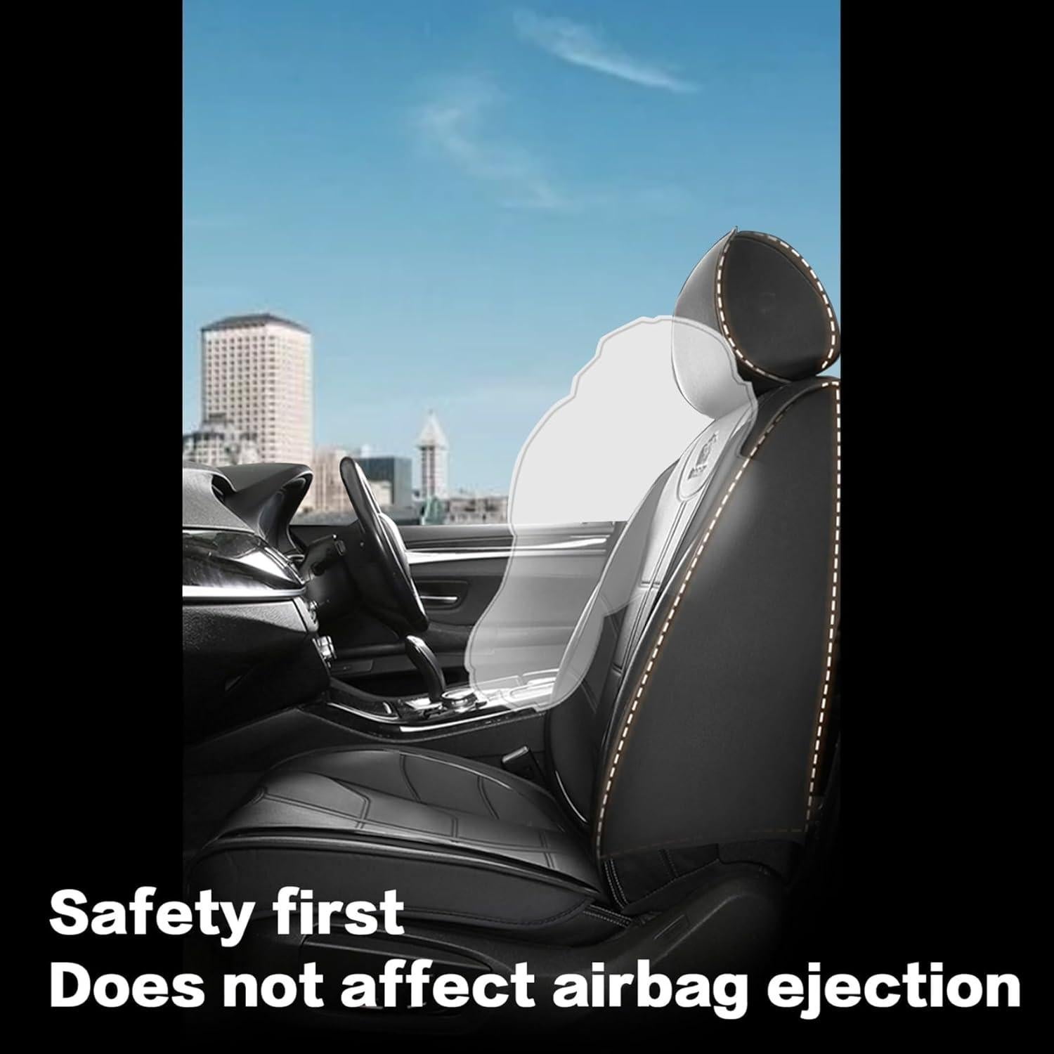 Cubiertas de Asiento de Coche Priprilod Cuero Impermeable Negro