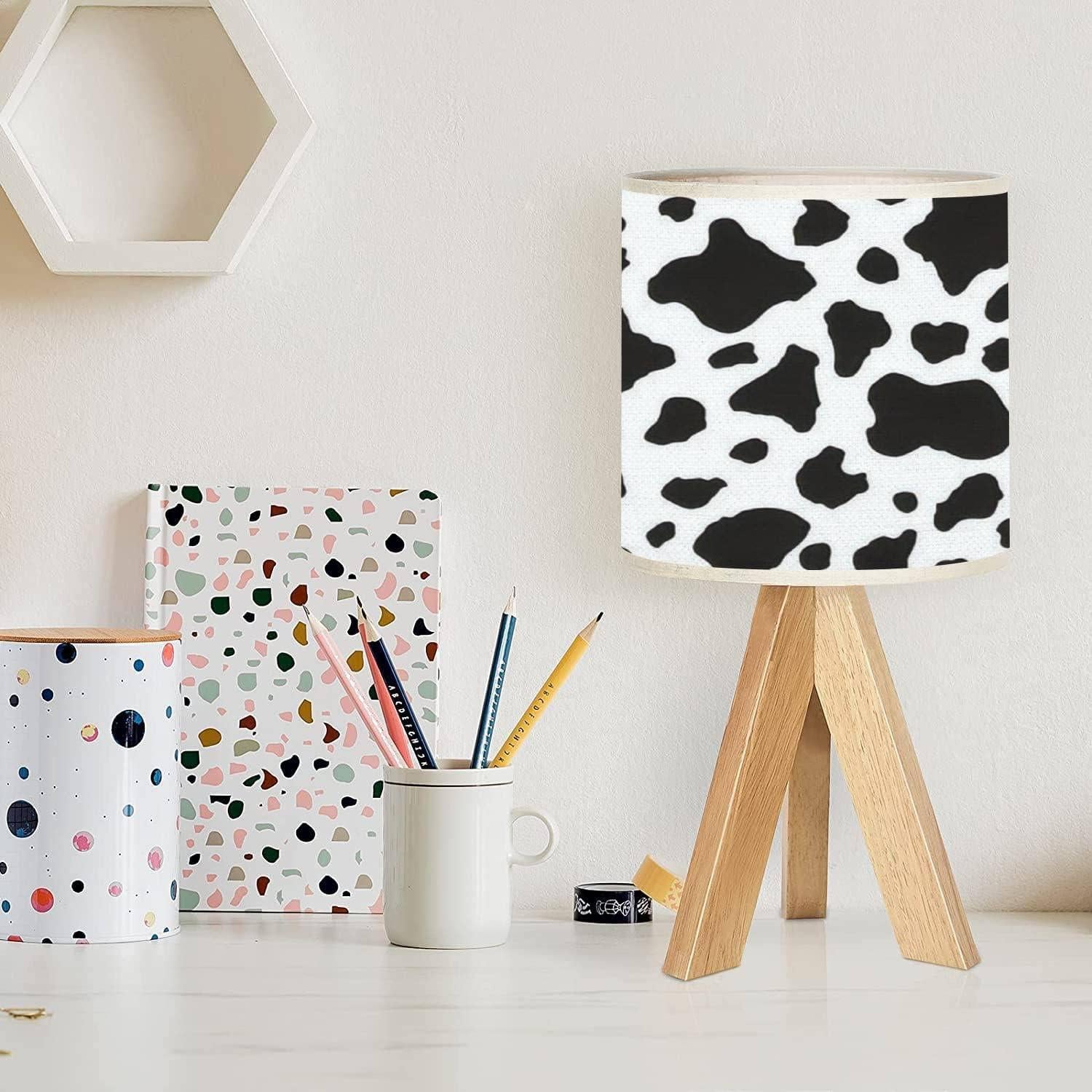 Lámpara de Mesa de Noche Tripode Madera y Tela Lino Blanca 37cm