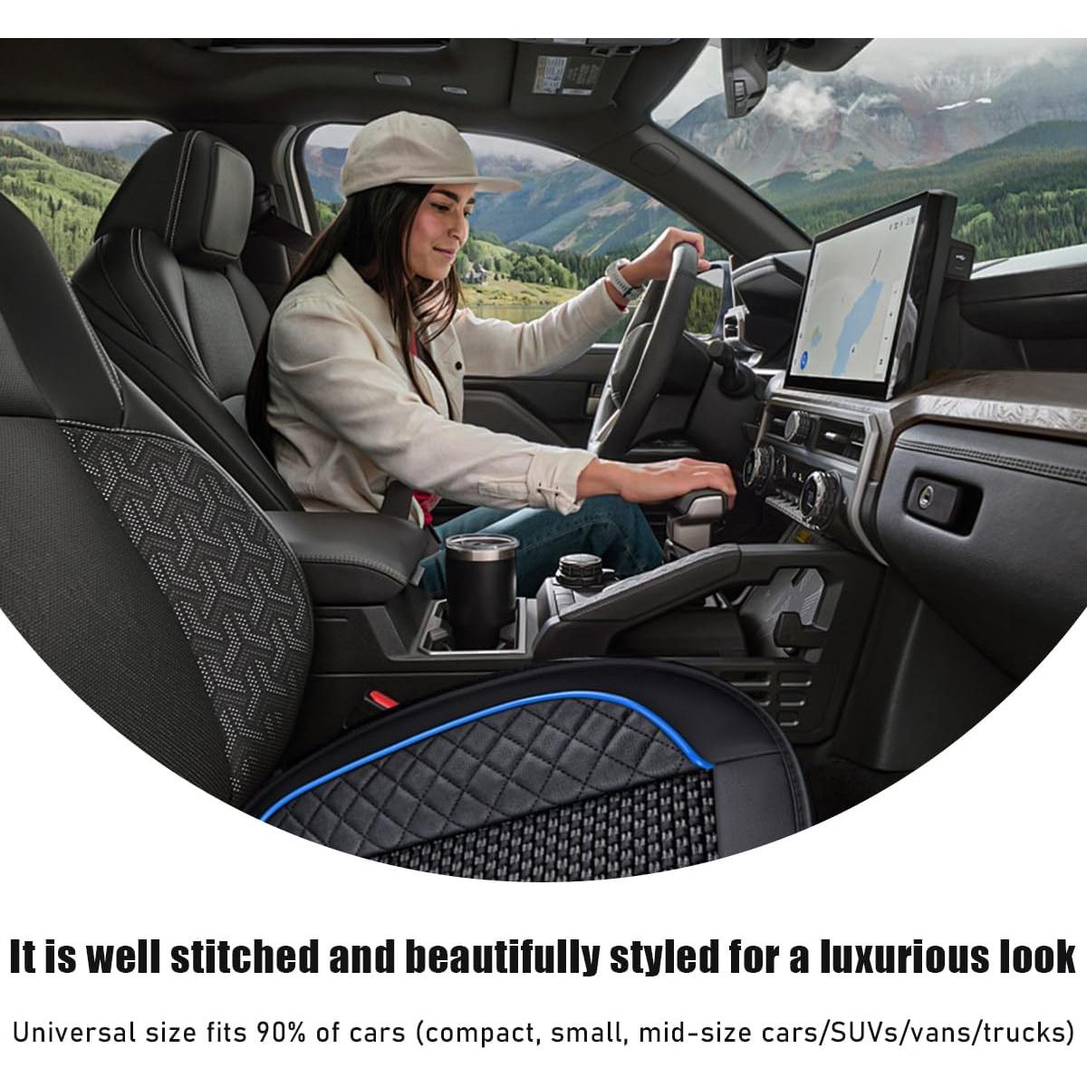 Funda de Asiento de Coche Ziciner 62x55 cm Cuero Negro/Azul