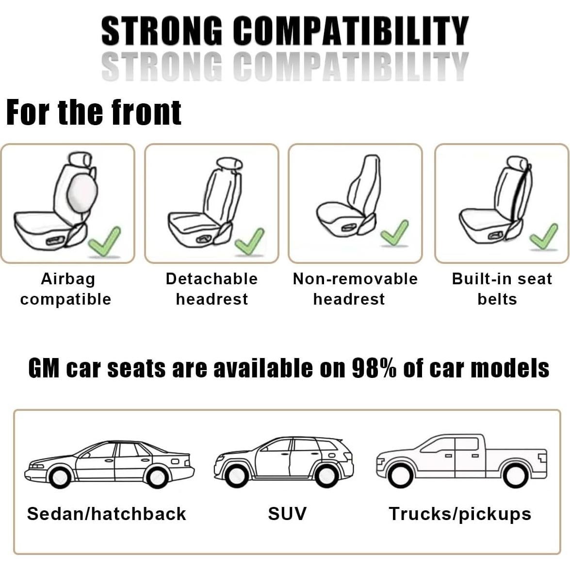 Funda de Asiento de Coche DUSCOKE Transpirable 49.7x47.6cm Negro