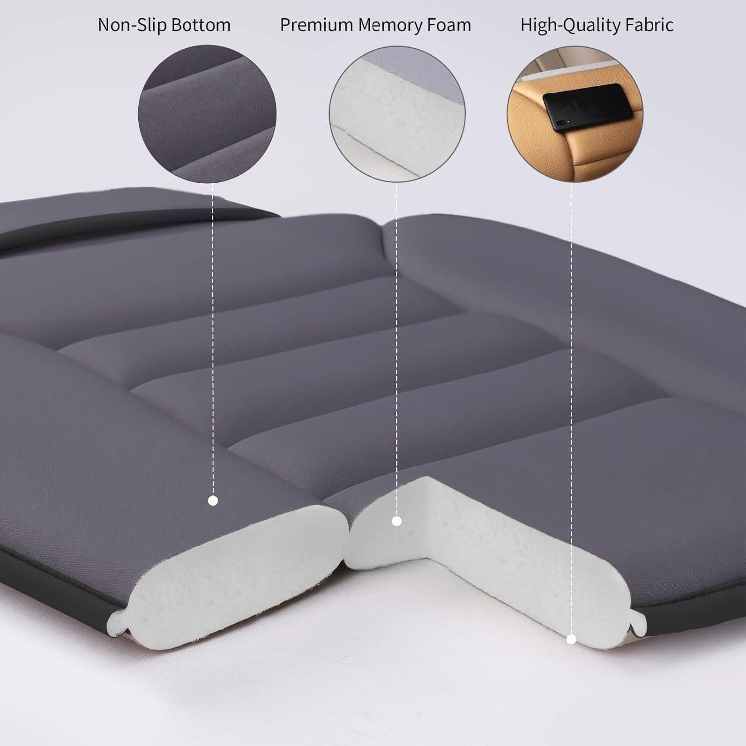 Cojín de Asiento de Coche Lofty Aim Espuma de Memoria Gris
