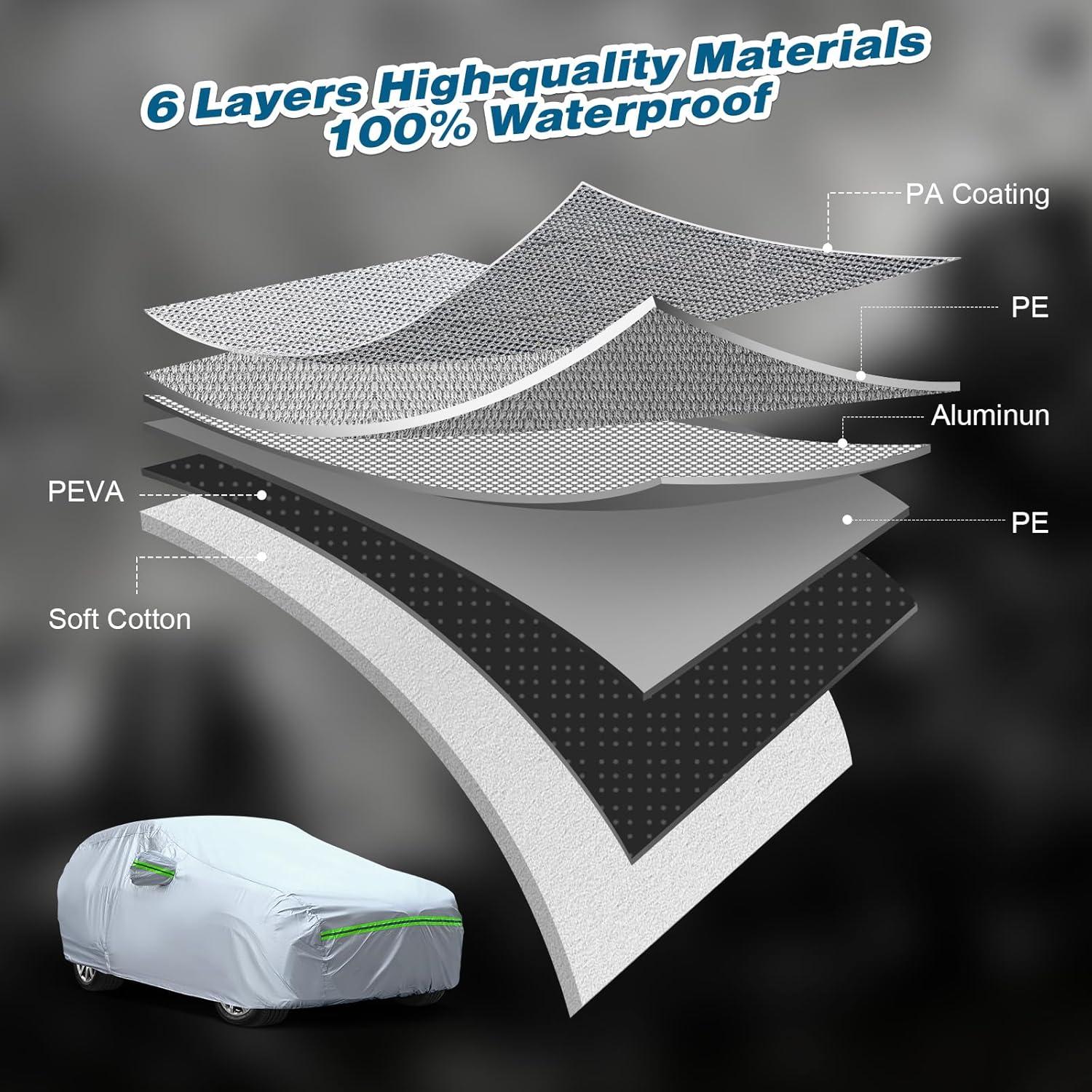 Funda para Auto TUCAREST 6 Capas Impermeable Sedán XL 500-528 cm