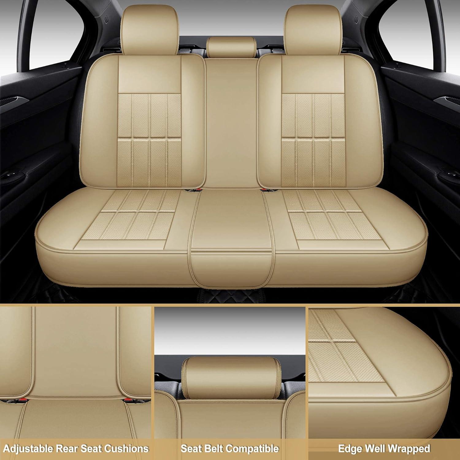 Cubiertas de Asiento de Coche AOOG Beige Juego Completo Universal