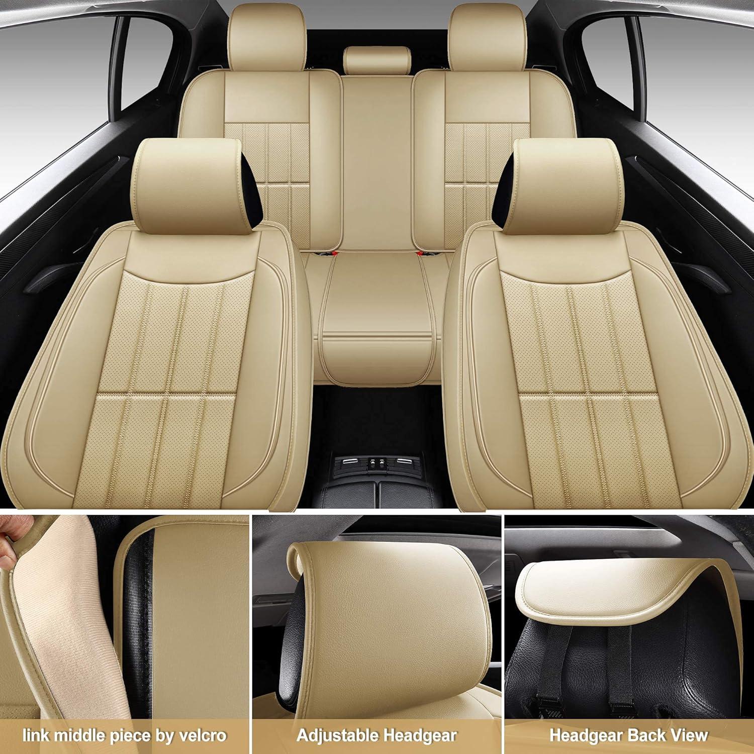 Cubiertas de Asiento de Coche AOOG Beige Juego Completo Universal