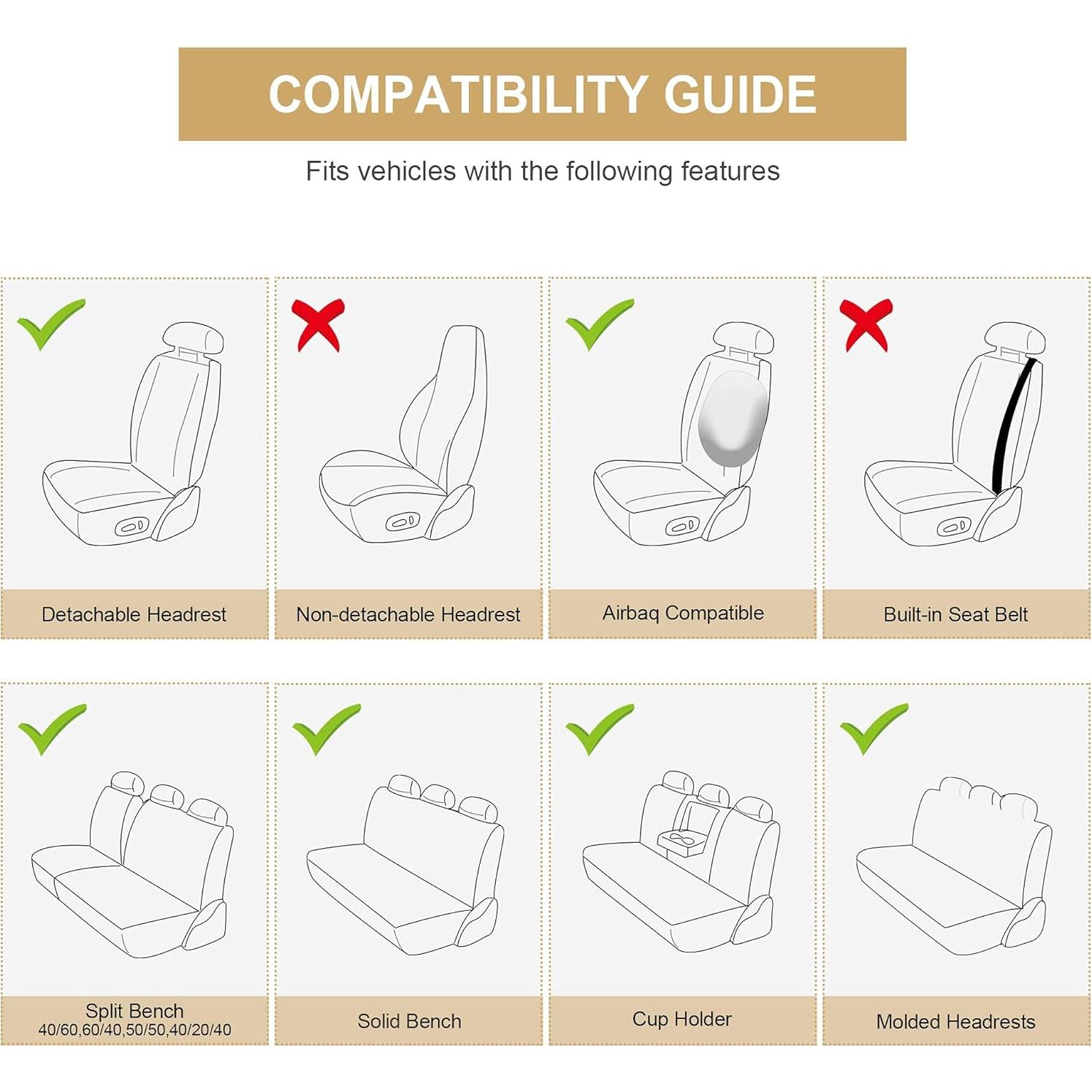 Cubiertas de Asiento de Coche AOOG Beige Juego Completo Universal